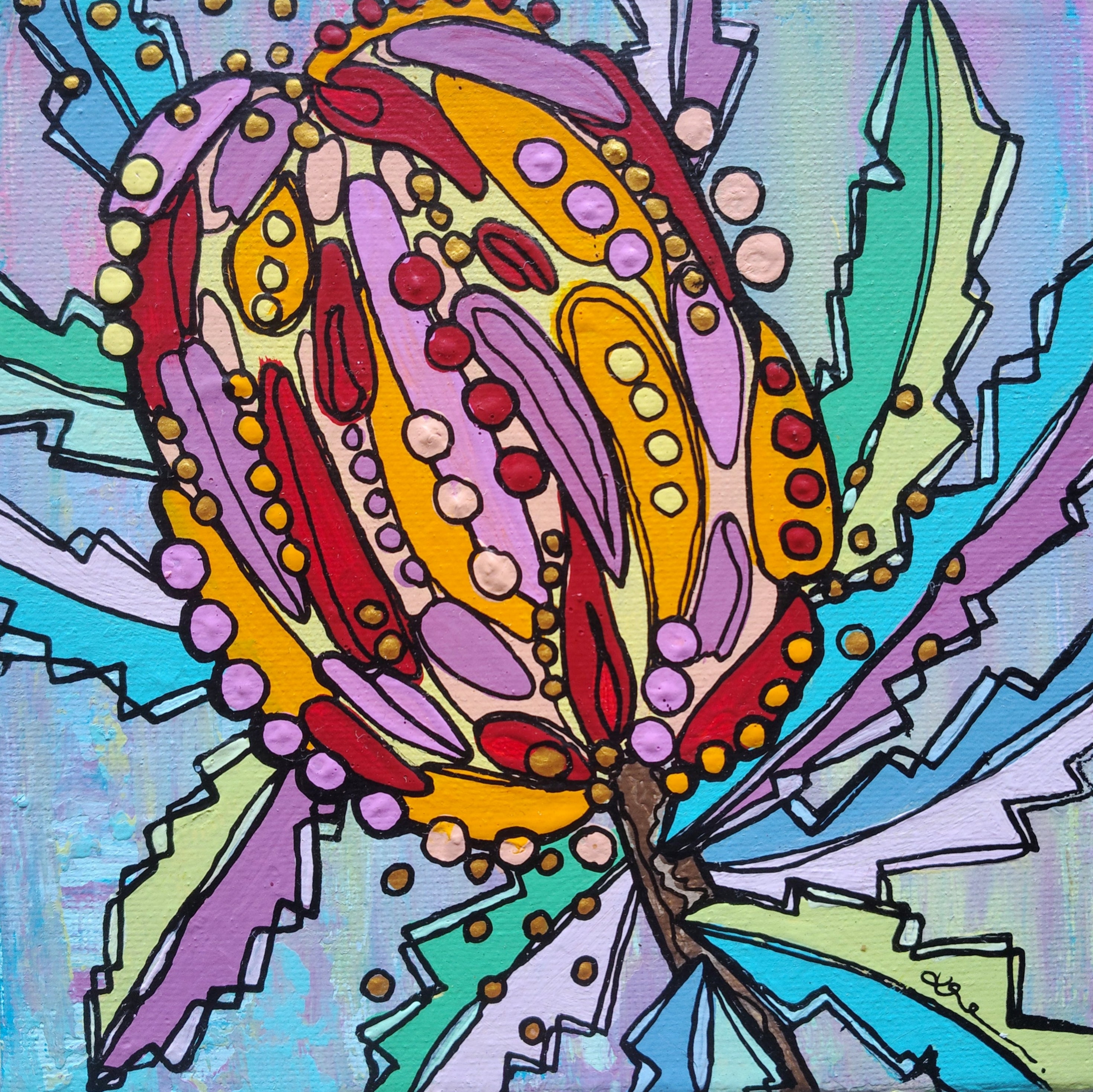 Origianl Art - "Abstract Banksia Study" - Streatched Canvas - Abstract Art