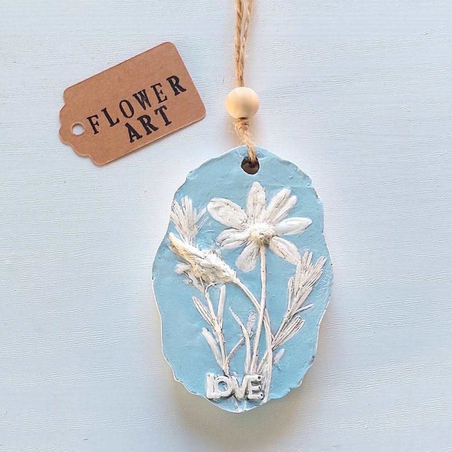 Hand-pressed botanical Wall Art | Floral Bas-Relief Plaster Plaque