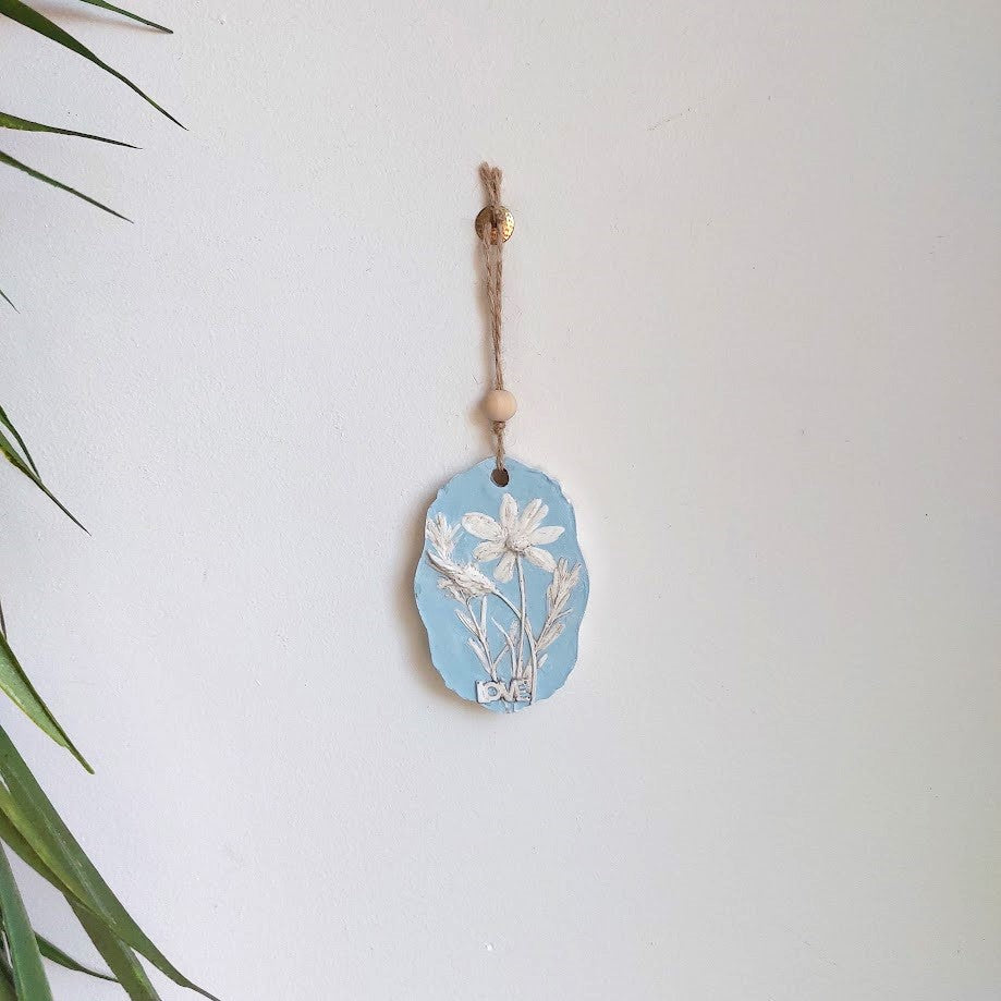 Hand-pressed botanical Wall Art | Floral Bas-Relief Plaster Plaque