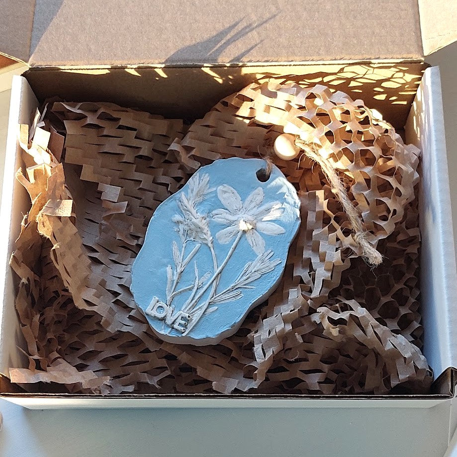 Hand-pressed botanical Wall Art | Floral Bas-Relief Plaster Plaque