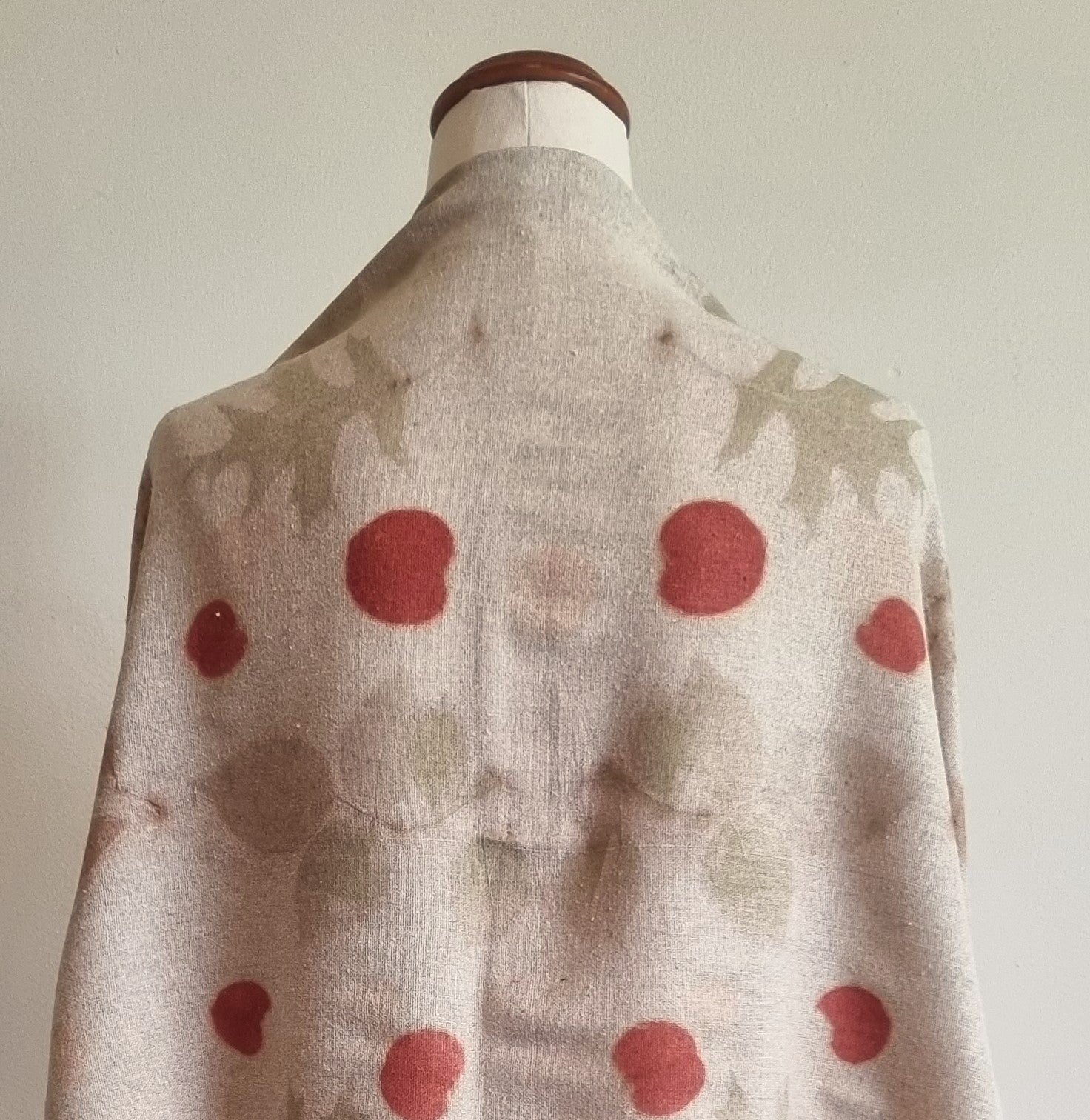 The Eloise - Raw Silk Large Ecoprint Shawl with Fringe