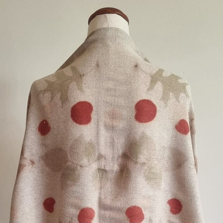 The Eloise - Raw Silk Large Ecoprint Shawl with Fringe