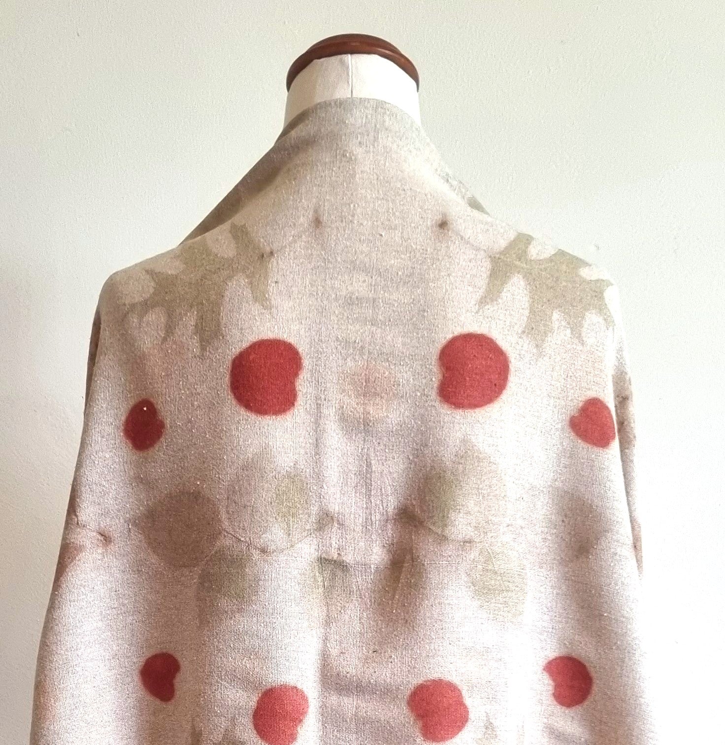 The Eloise - Raw Silk Large Ecoprint Shawl with Fringe