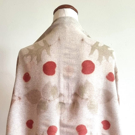The Eloise - Raw Silk Large Ecoprint Shawl with Fringe