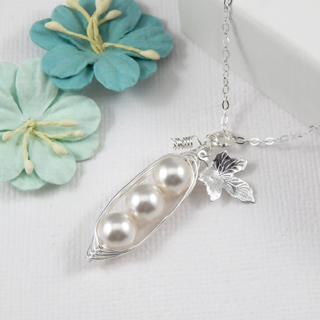 Three Peas In A Pod Silver Peapod Necklace