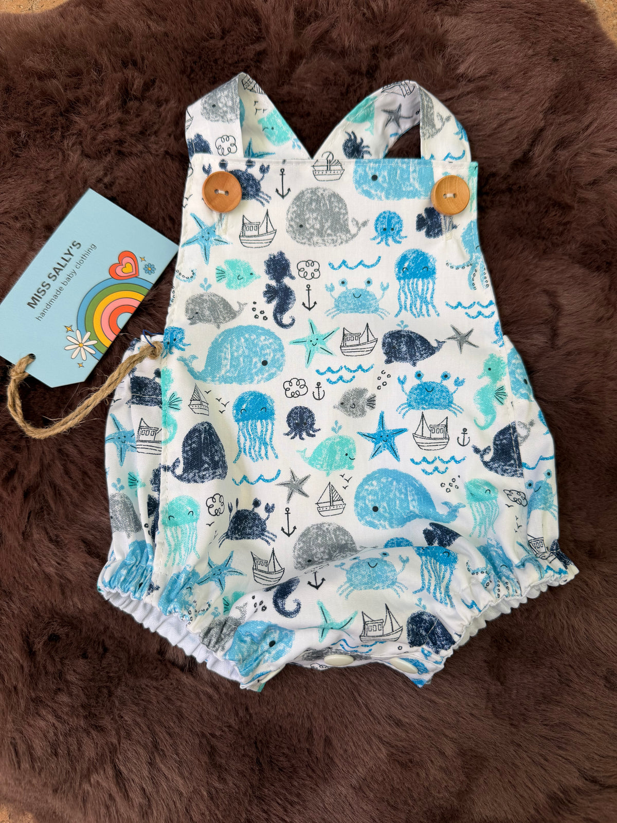 Sea Creatures Gender Neutral Baby Romper