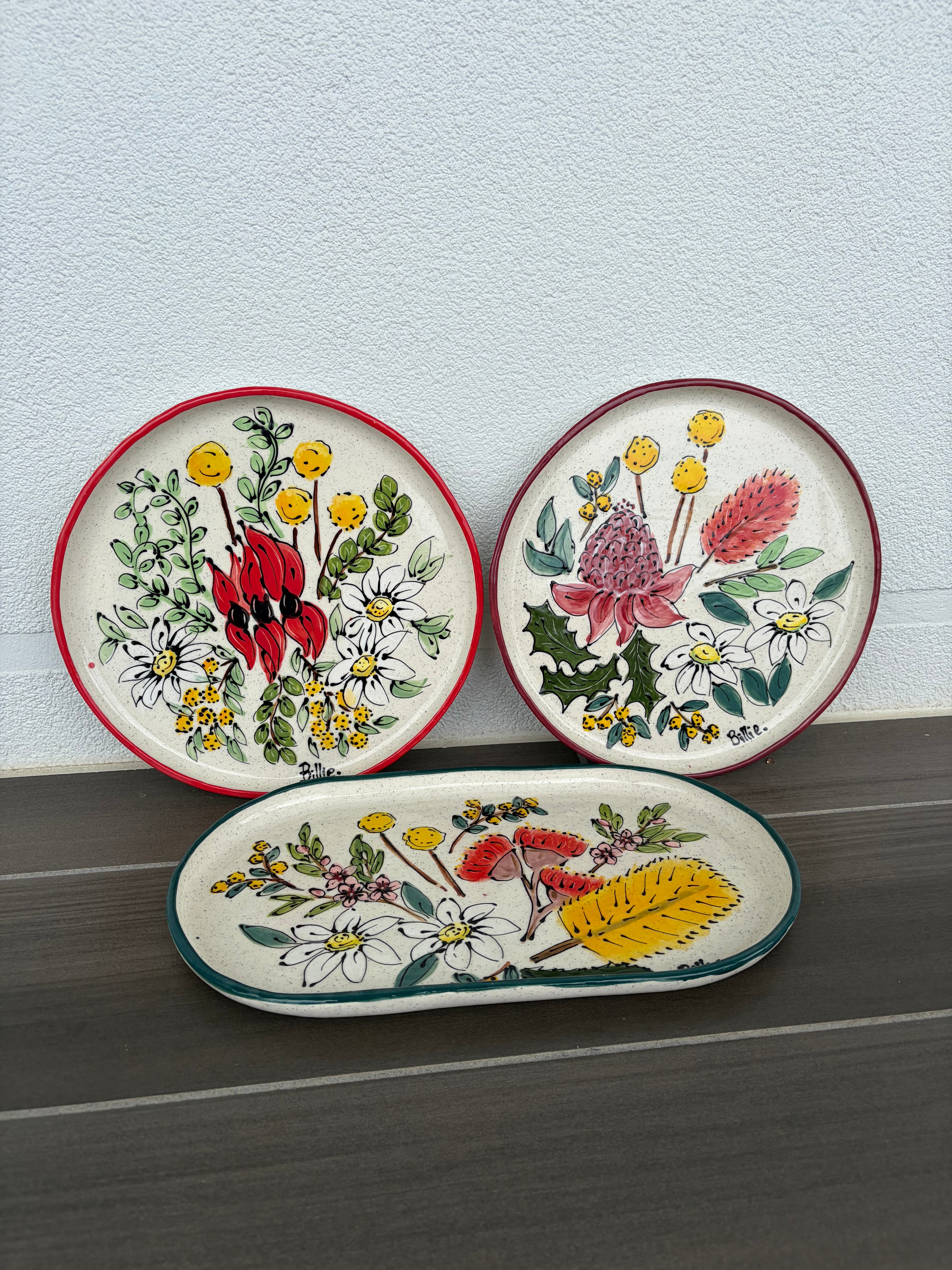 Australian Wildflower Handpainted Platters