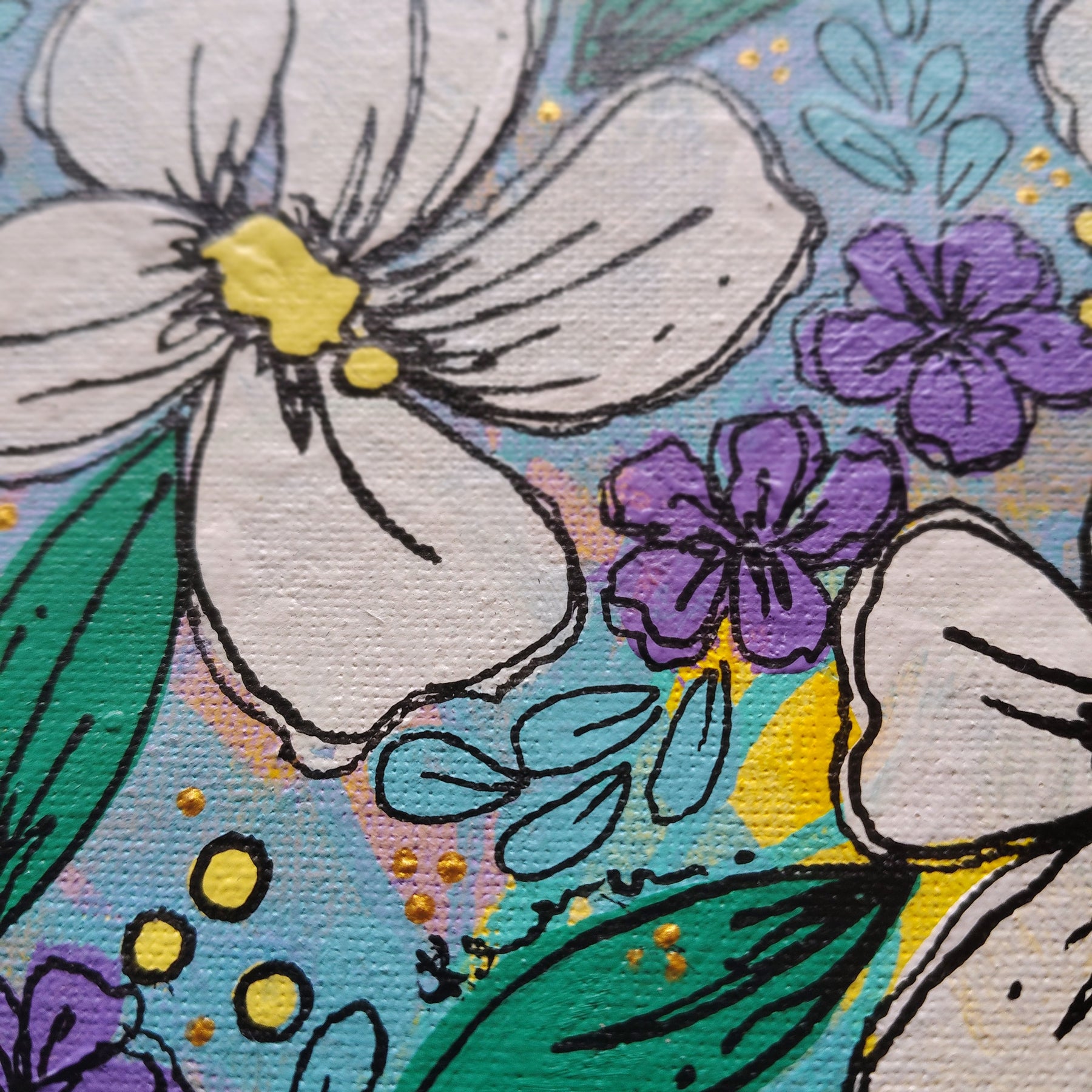 A4 Origianl Art - "Playing with Flowers" - Series 2 - Abstract Art