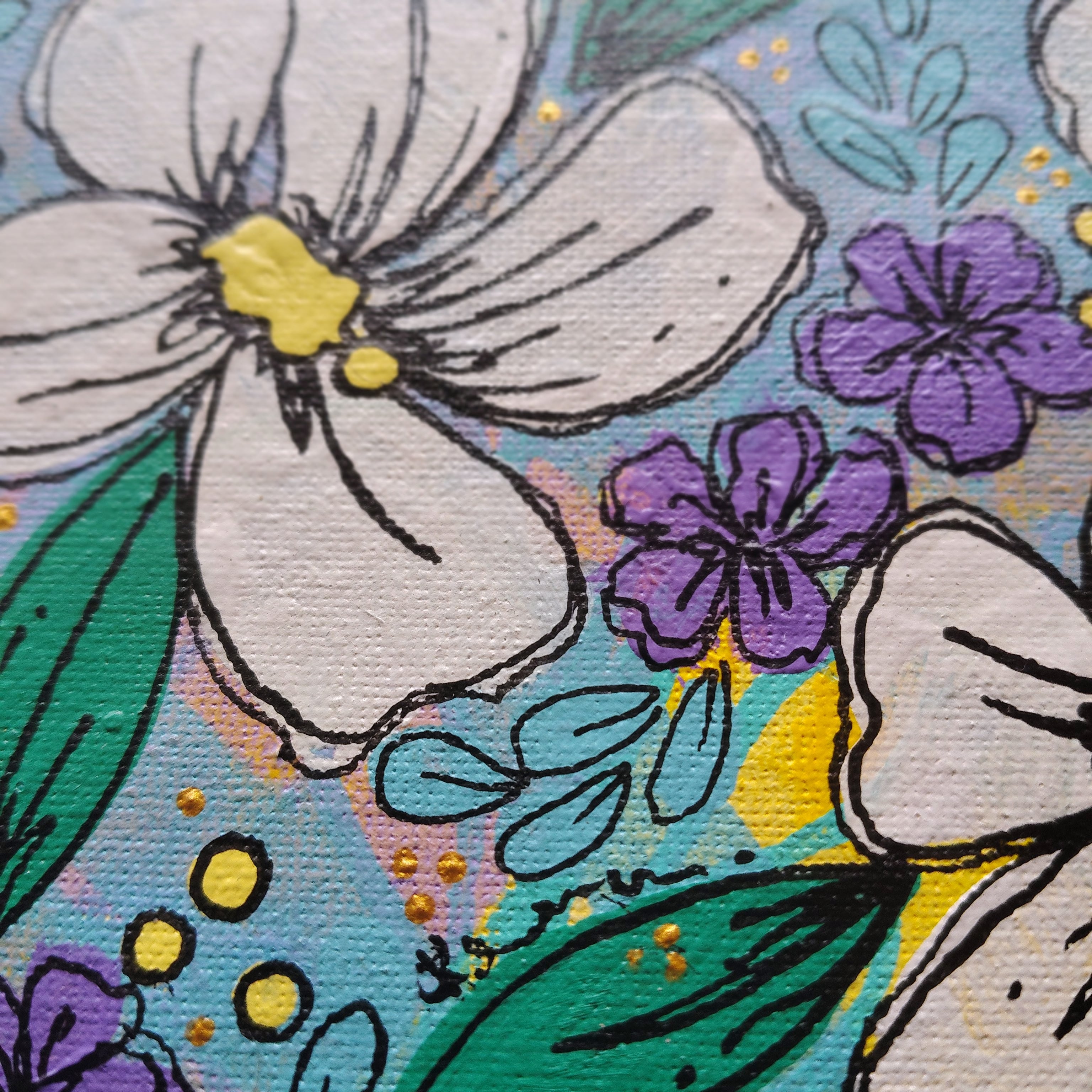 A4 Origianl Art - "Playing with Flowers" - Series 2 - Abstract Art
