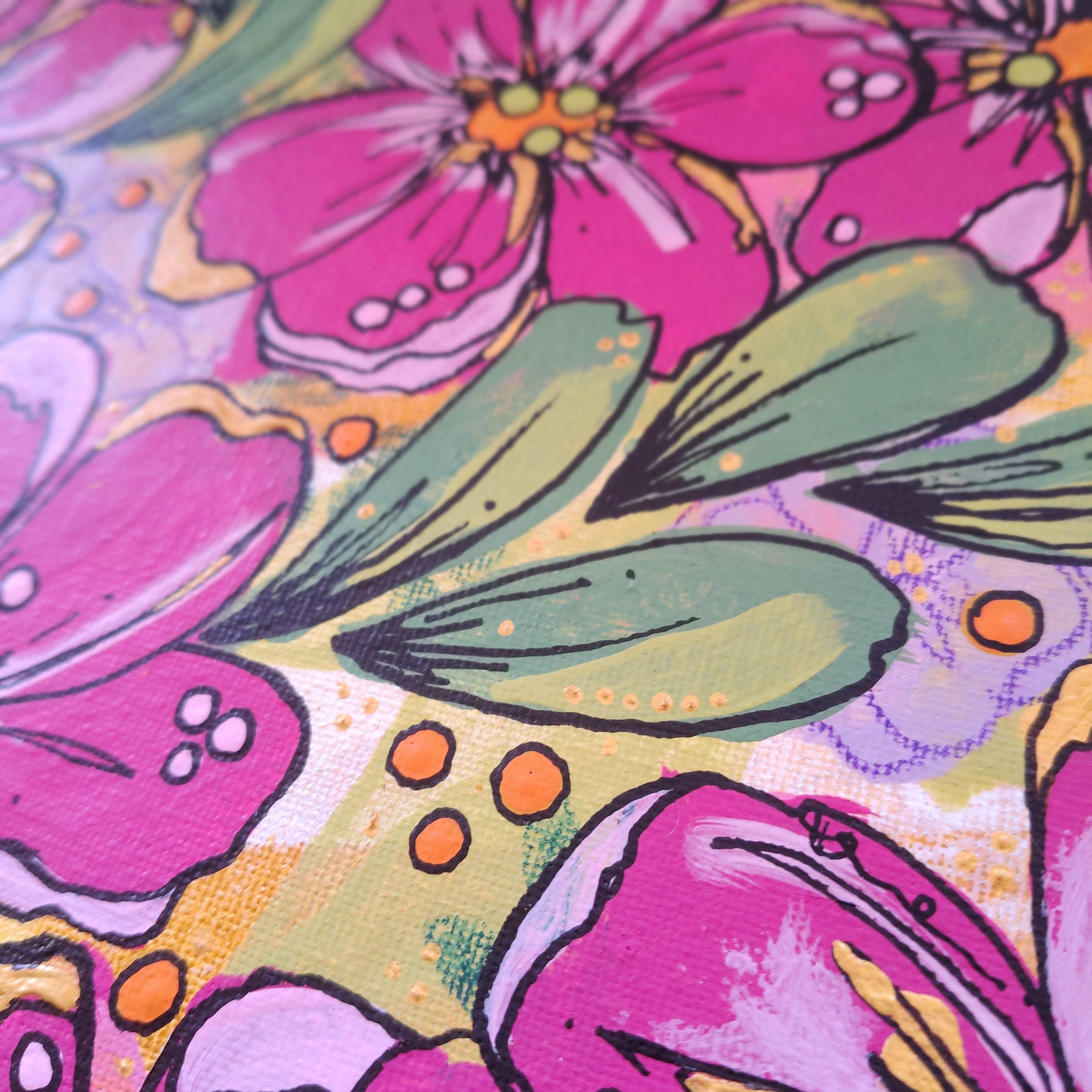 A4 Origianl Art - "Playing with Flowers" - Series #1 - Abstract Art