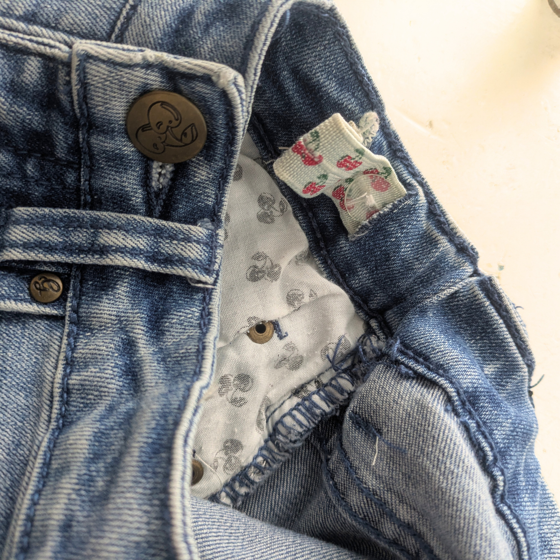 Girls Skirt Upcycled Denim Flannel Flower Size 8