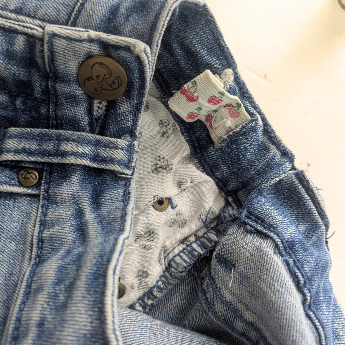 Girls Skirt Upcycled Denim Flannel Flower Size 8