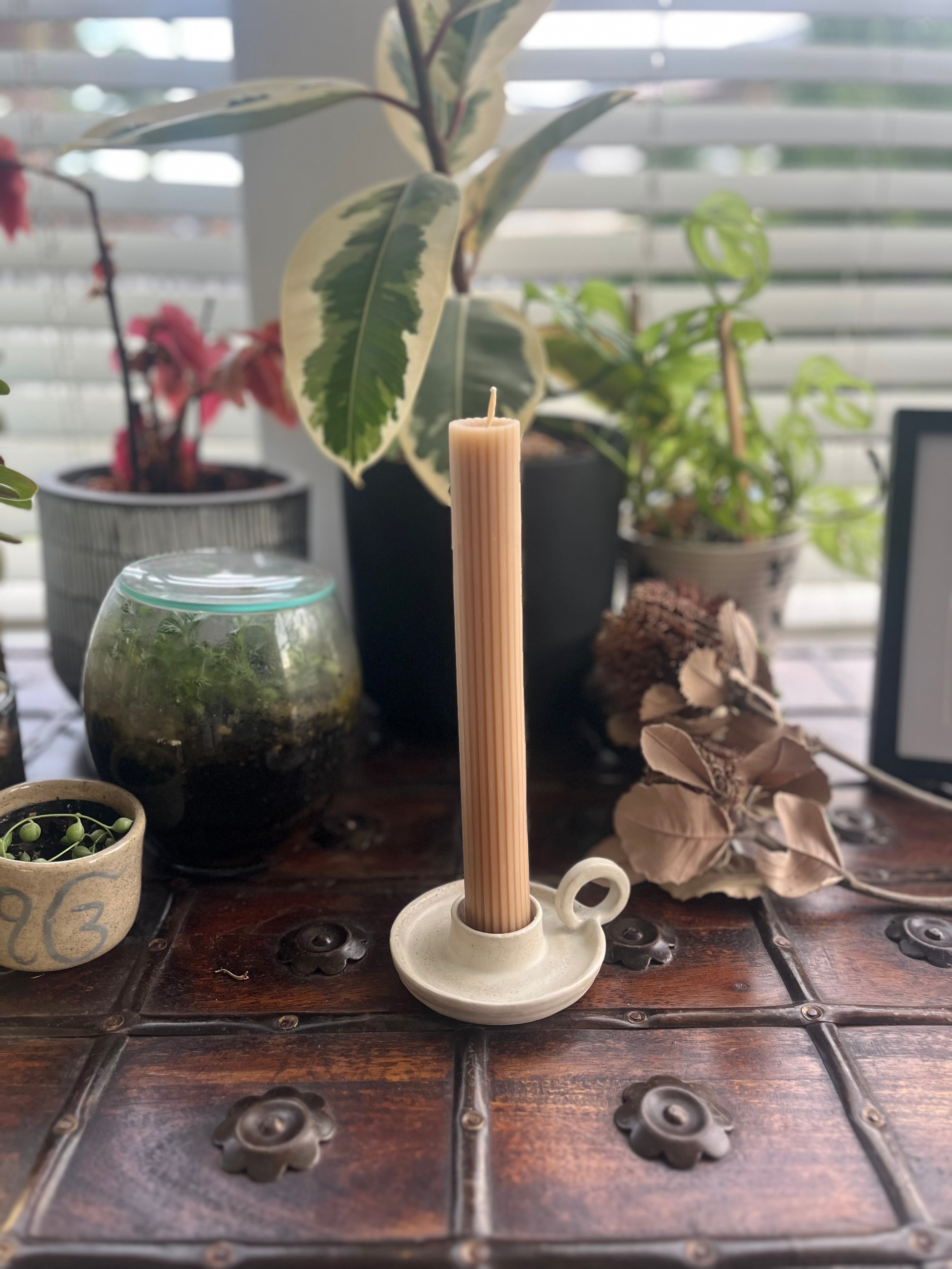 White Ceramic Candle Holder