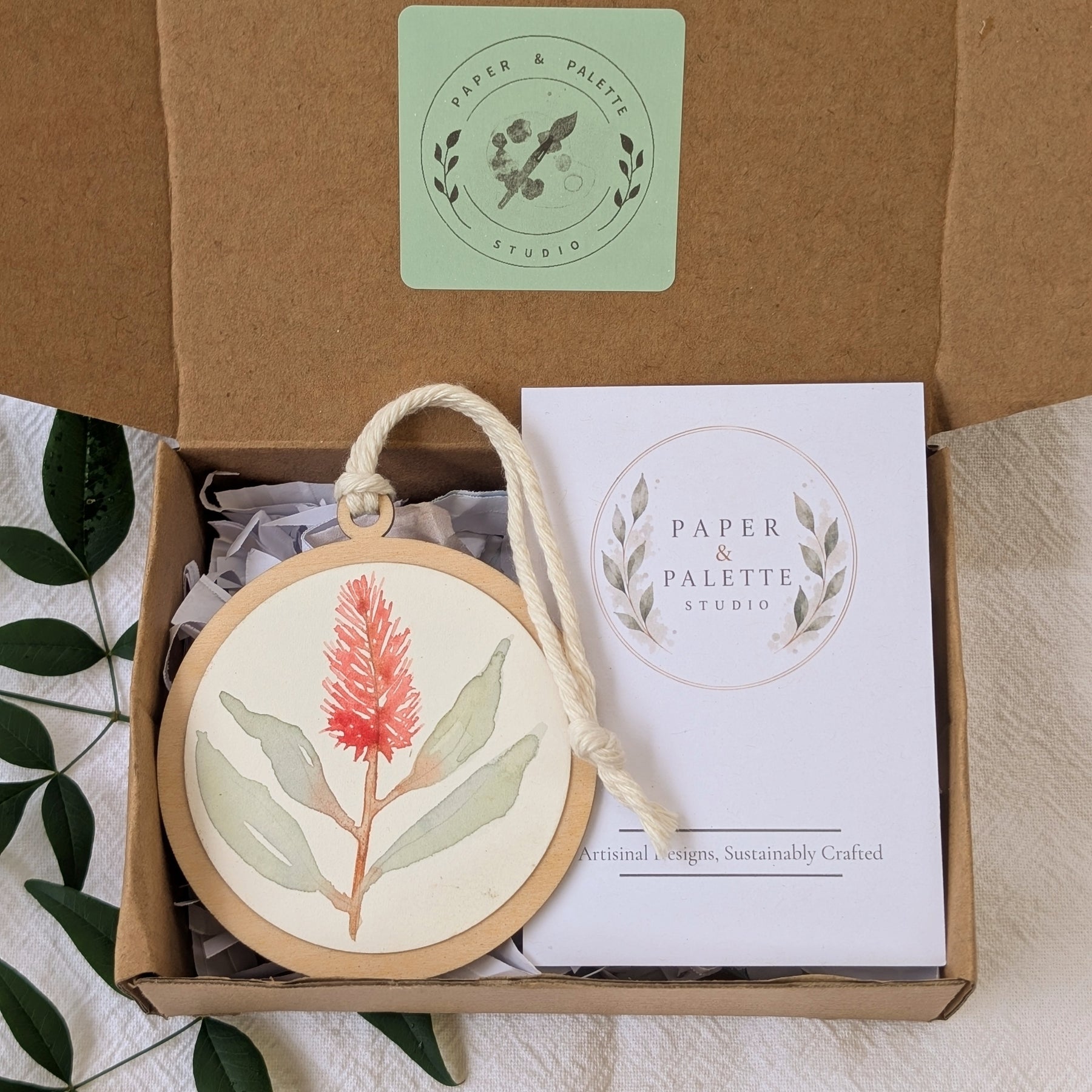 Australian Native Watercolour Christmas Decoration | Handmade Wooden Ornament
