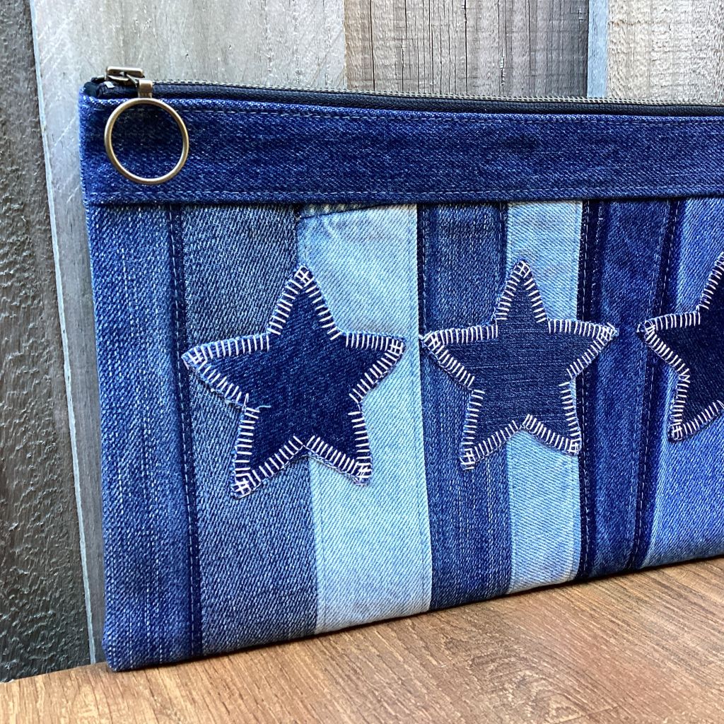 Upcycled Denim Pencil Case – Three Denim Stars