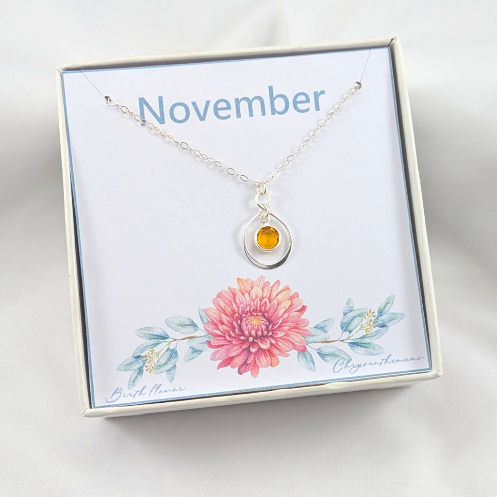 Sterling Silver Birthstone  Necklace Choose Your Birth Month