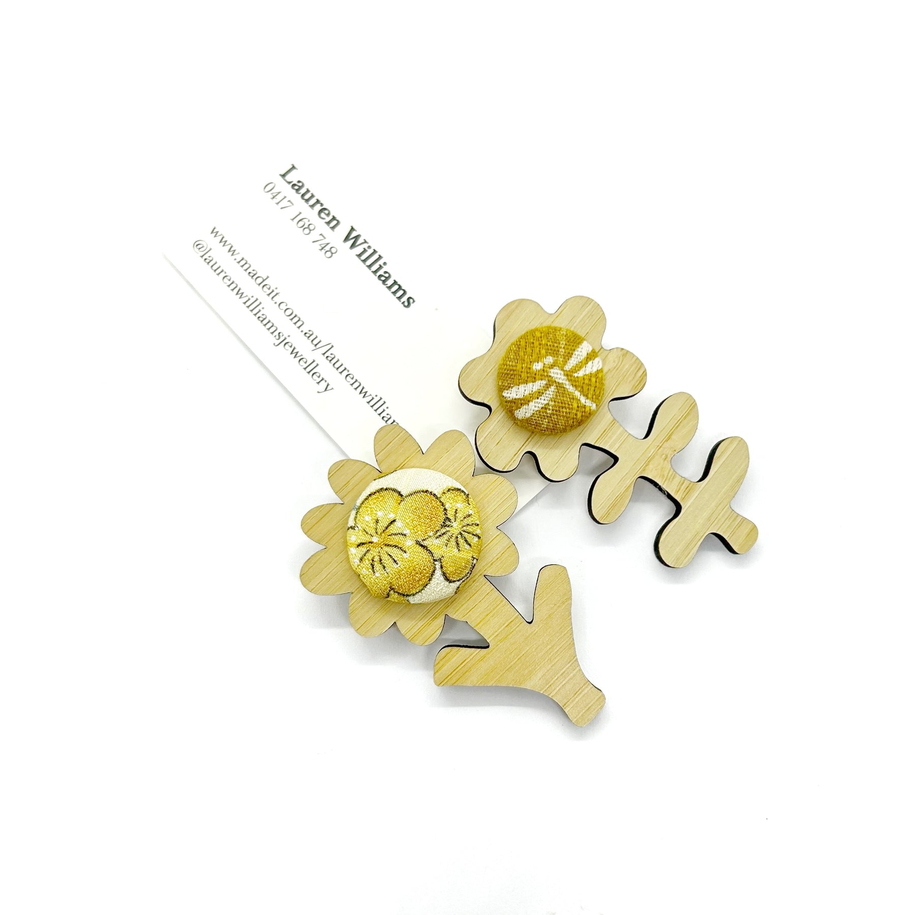Double Floral Brooch - Mustard