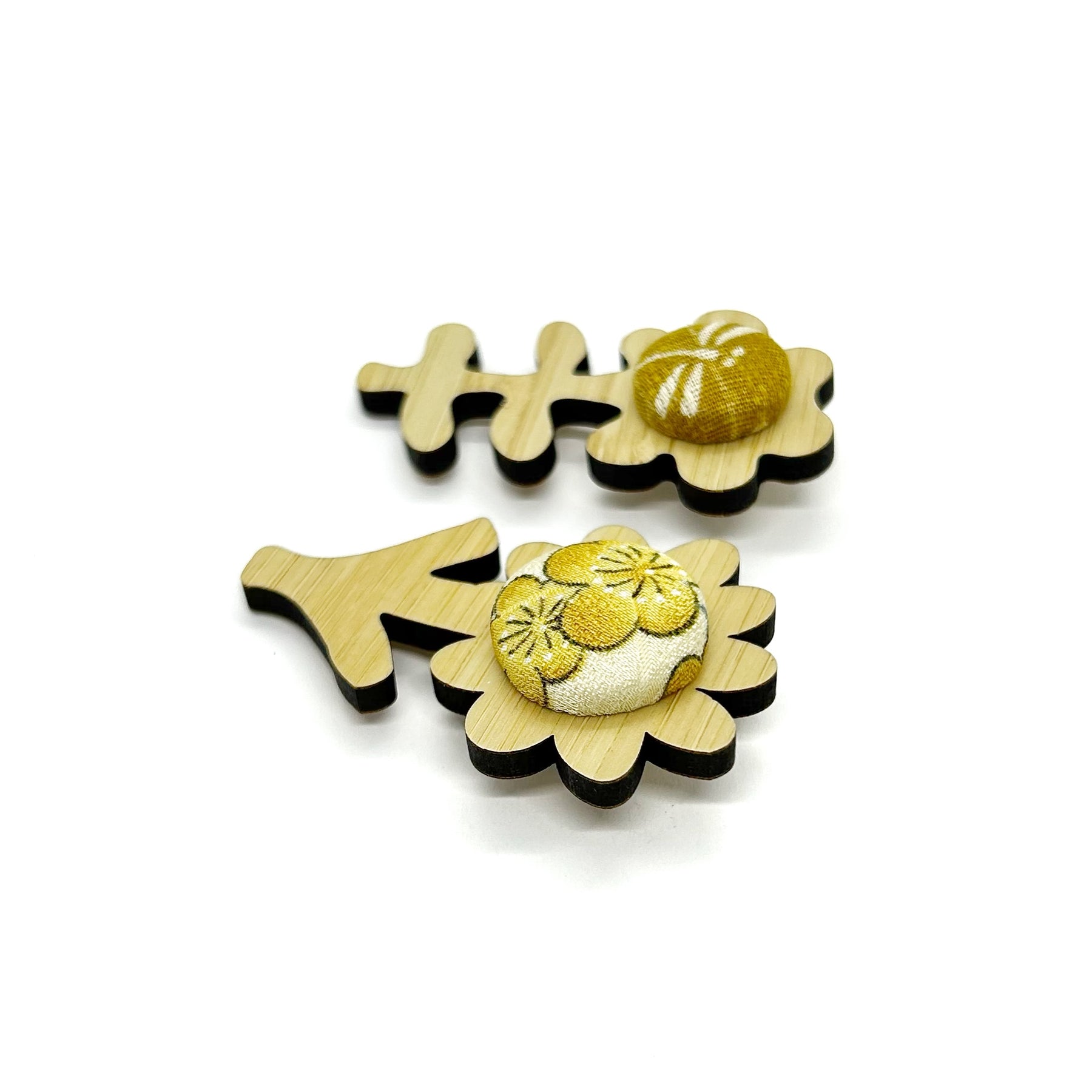 Double Floral Brooch - Mustard