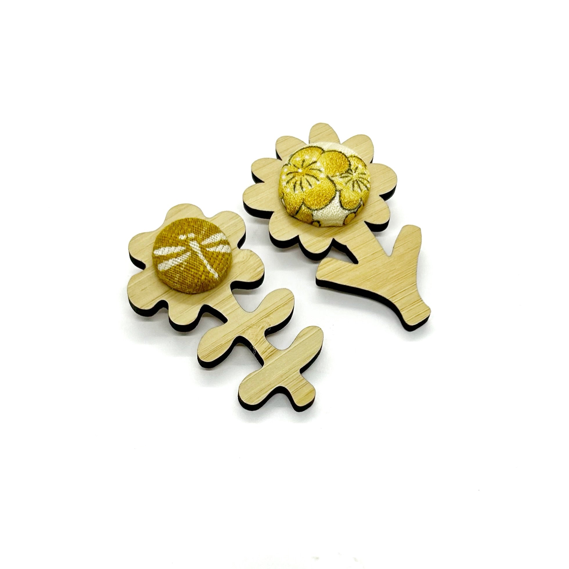 Double Floral Brooch - Mustard