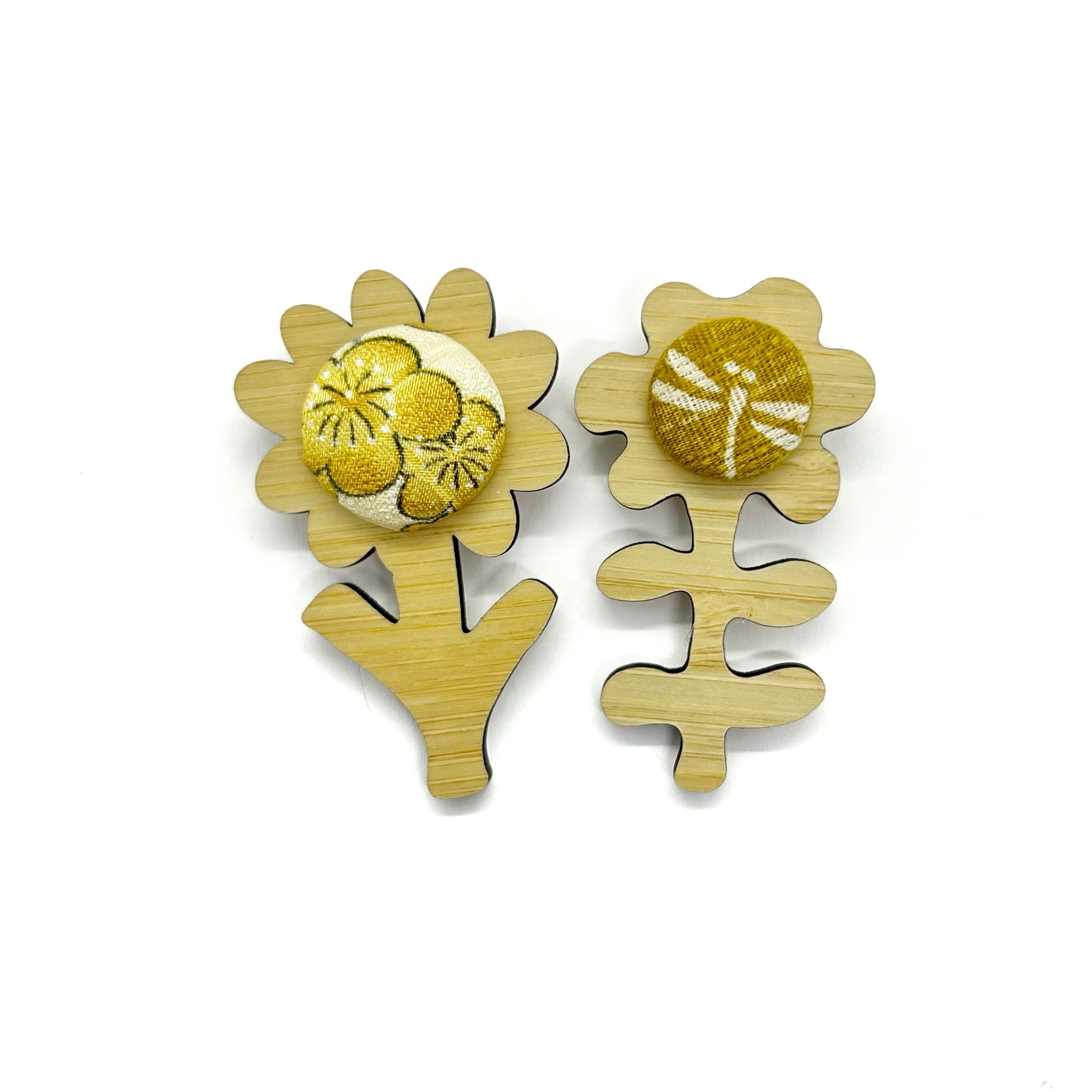 Double Floral Brooch - Mustard