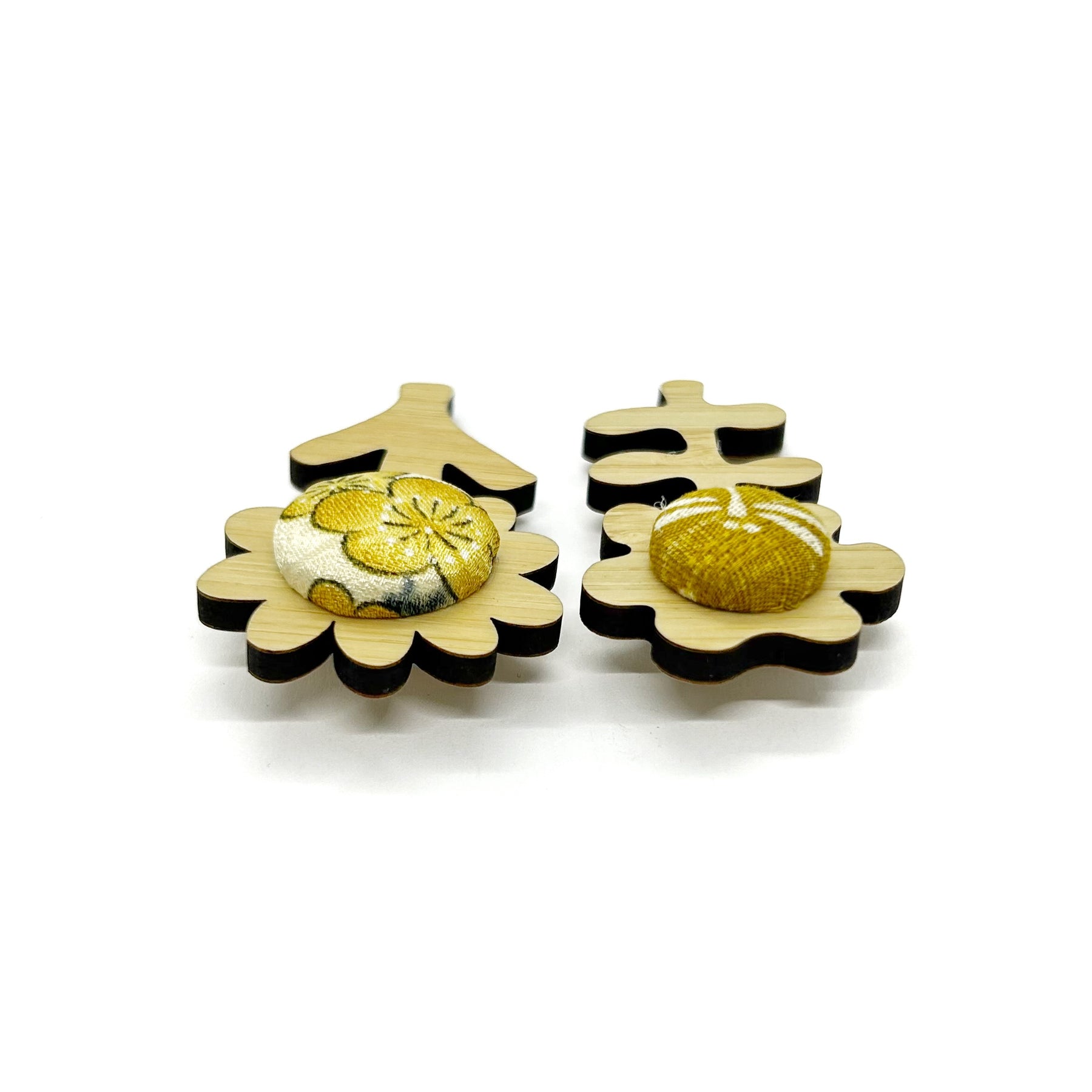 Double Floral Brooch - Mustard