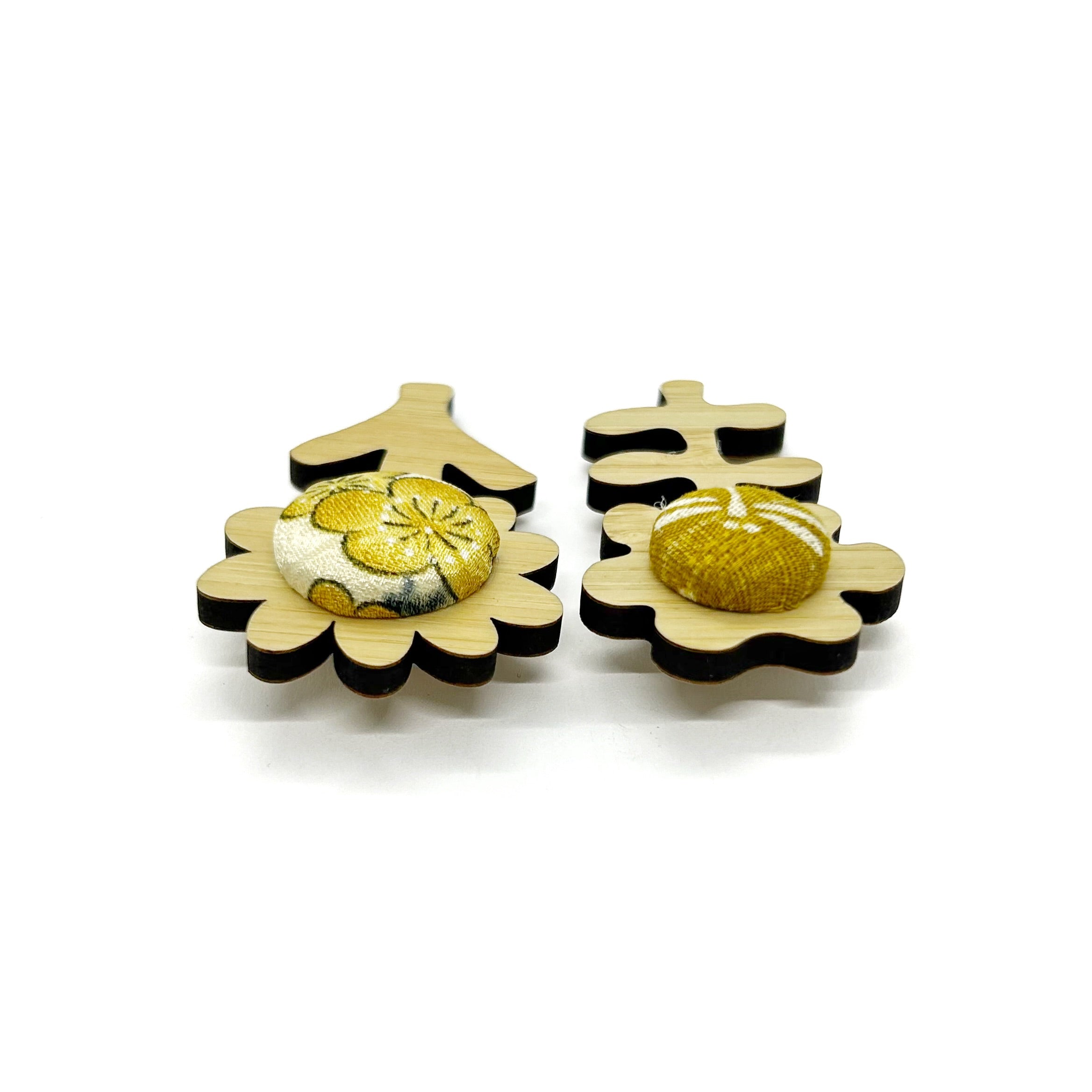 Double Floral Brooch - Mustard