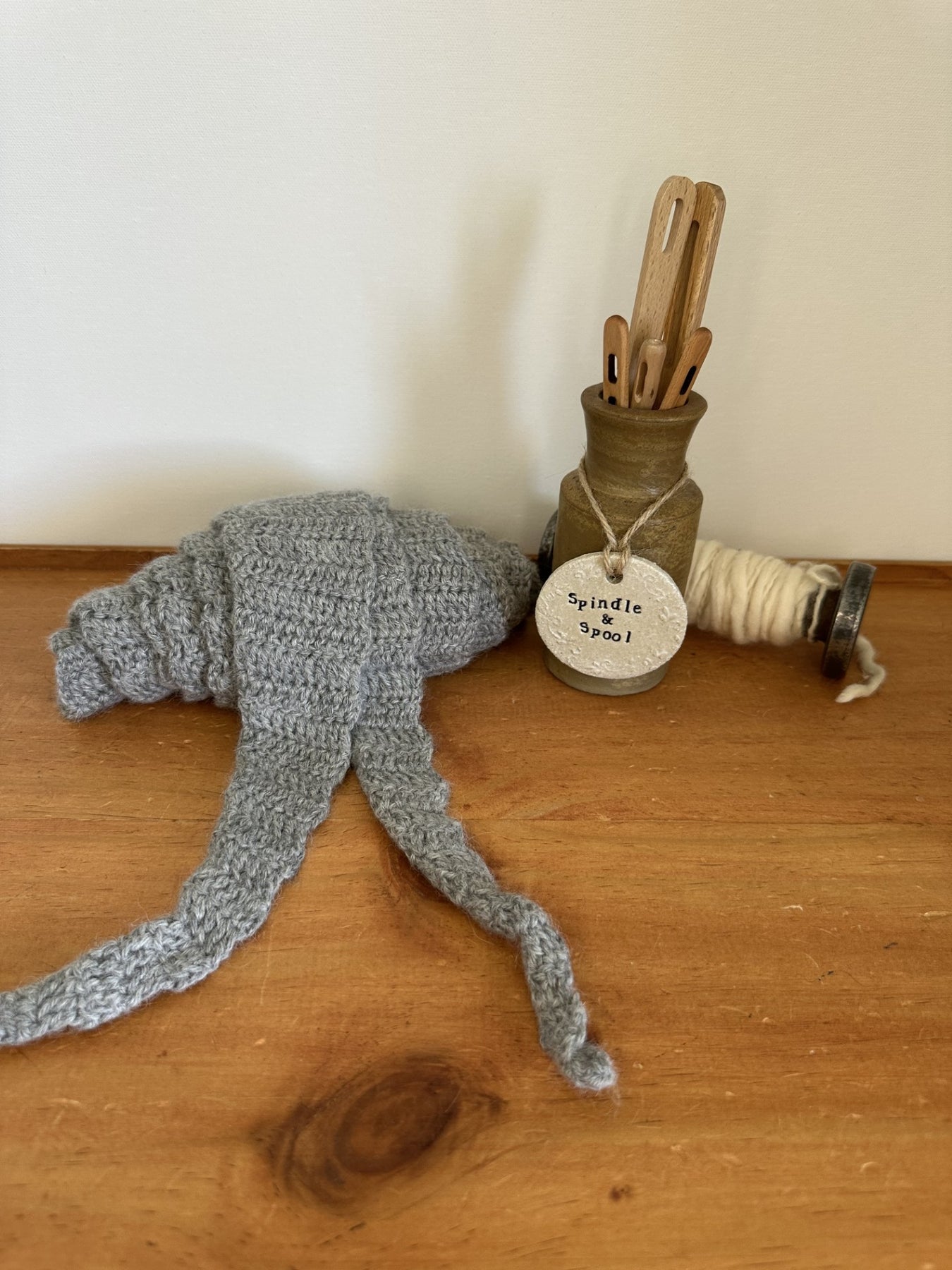 'Soft Grey' Crocheted Alpaca Wrap Scarf