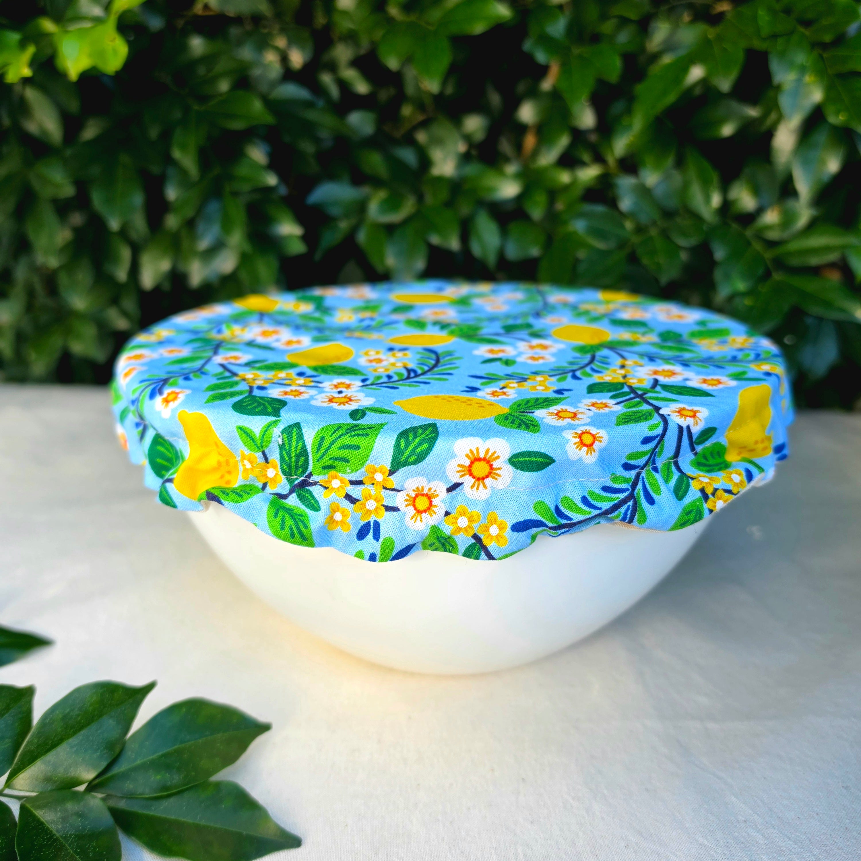 Reusable Linen & Cotton Bowl Cover - Lemons