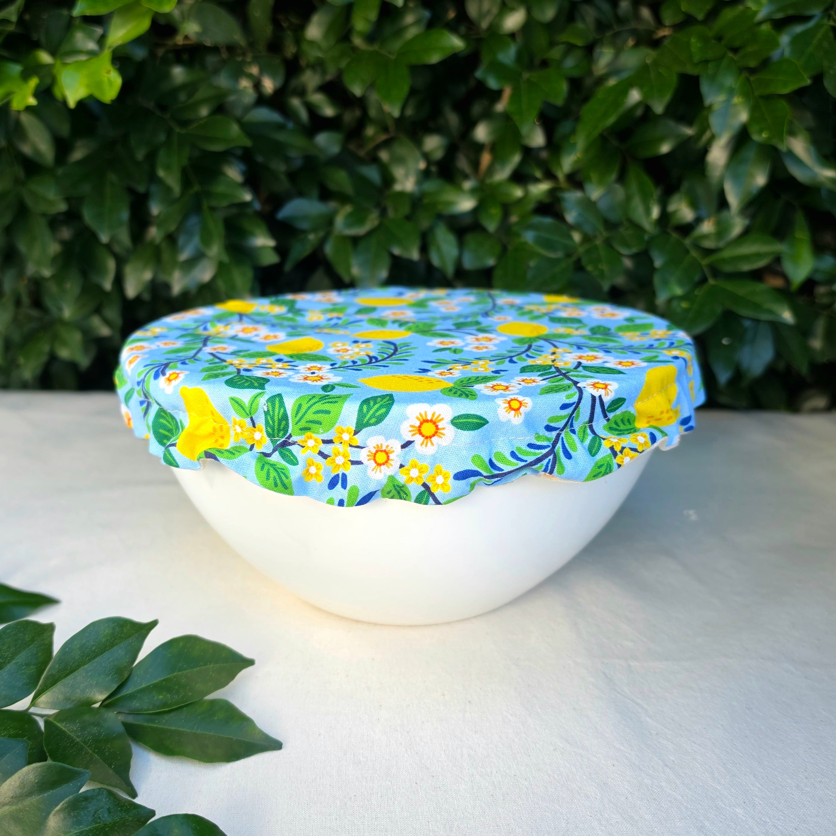 Reusable Linen & Cotton Bowl Cover - Lemons
