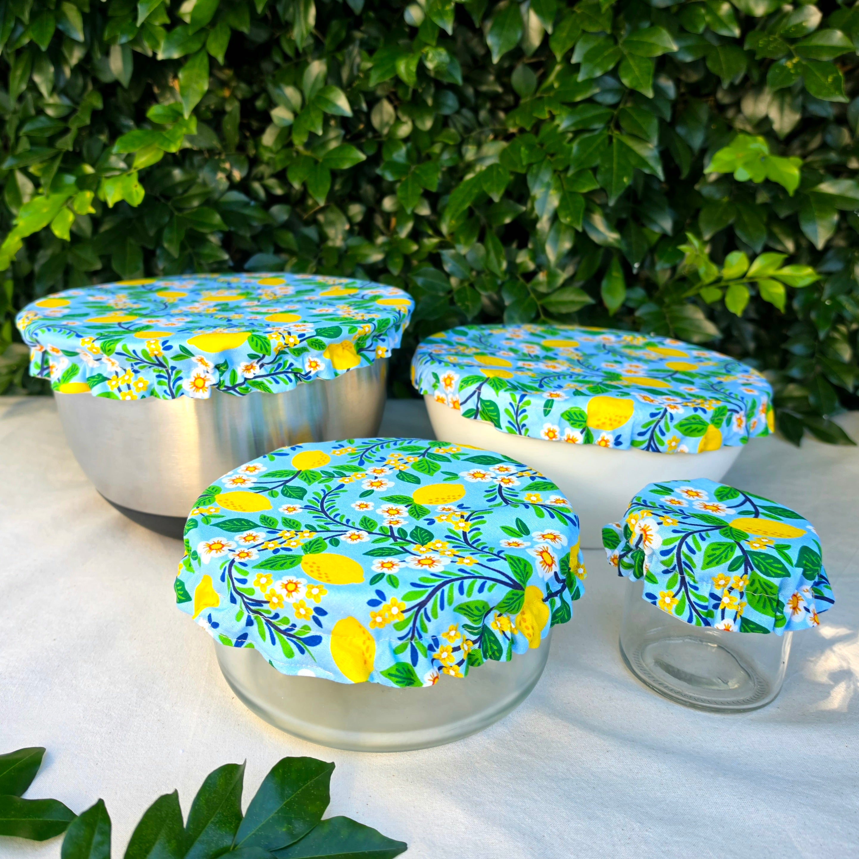 Reusable Linen & Cotton Bowl Cover - Lemons