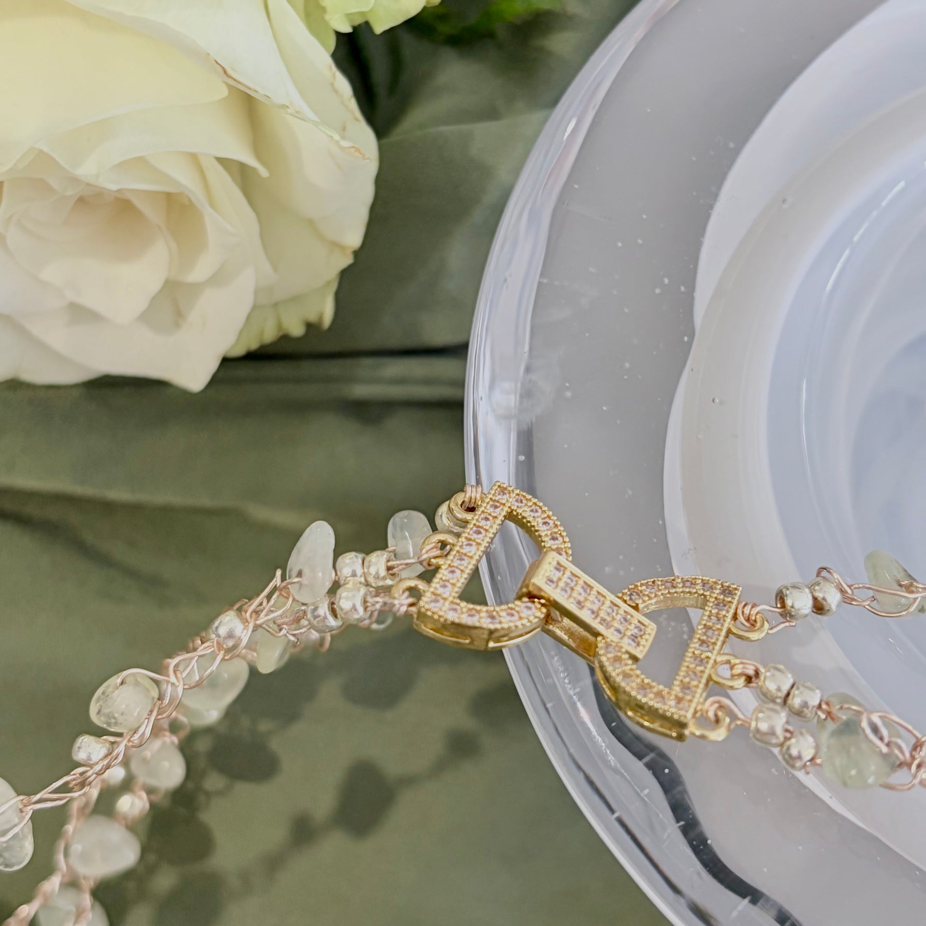Prehnite and Baroque Pearl “Symphony in Green” Necklace