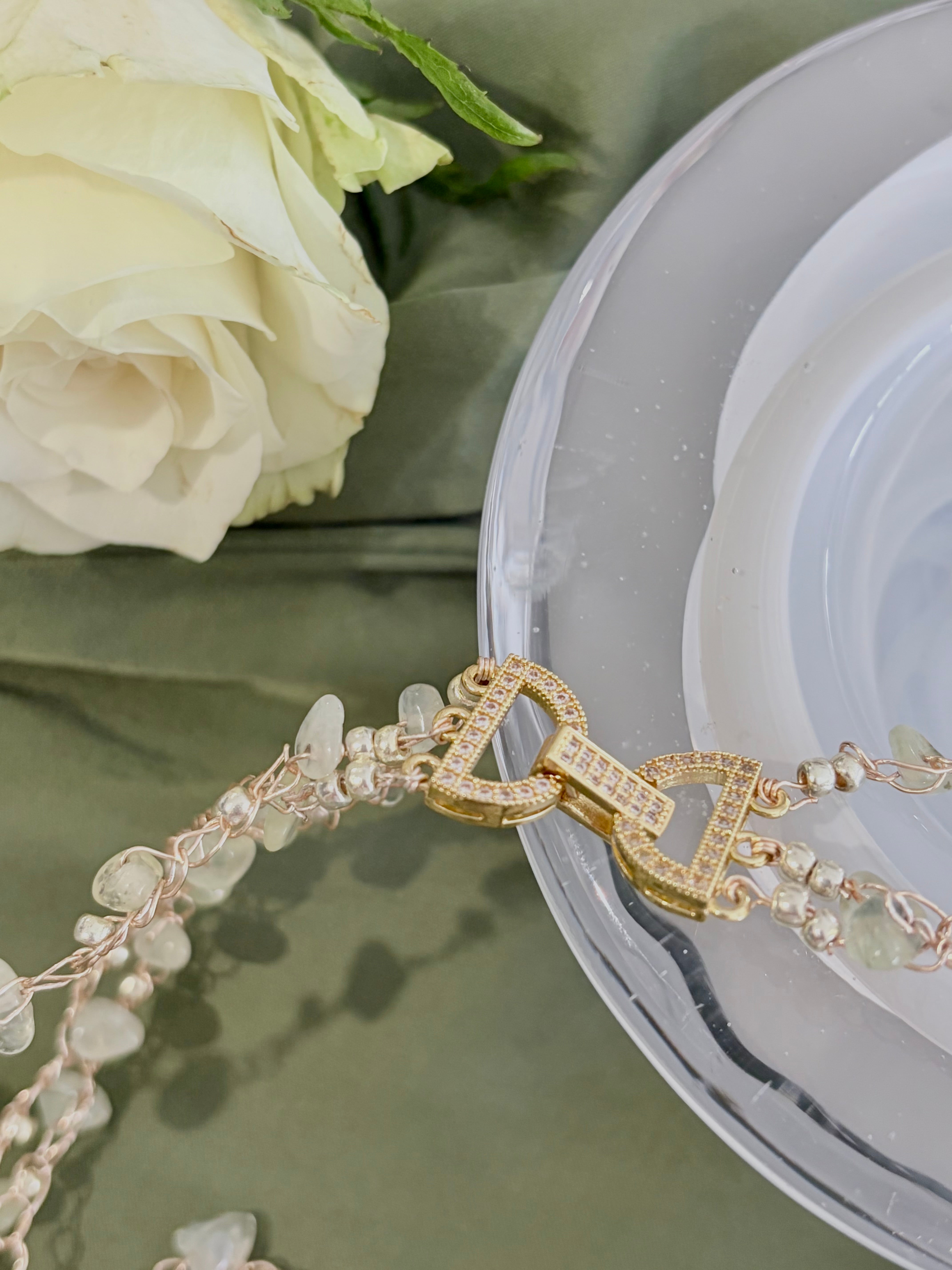 Prehnite and Baroque Pearl “Symphony in Green” Necklace