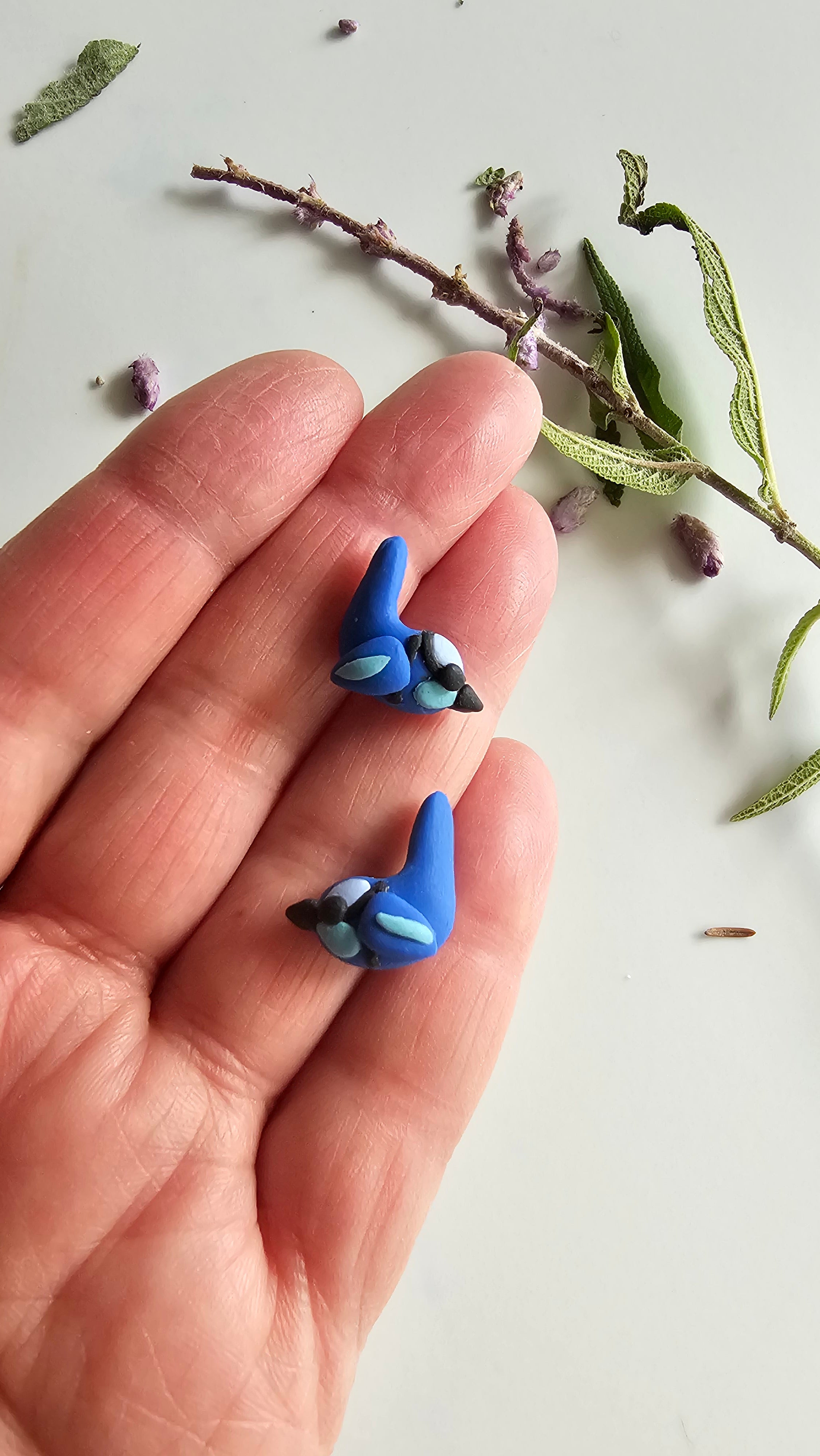 Splendid Fairy Wren Stud Earrings , Handmade Bird Jewelry, Mini Birds.