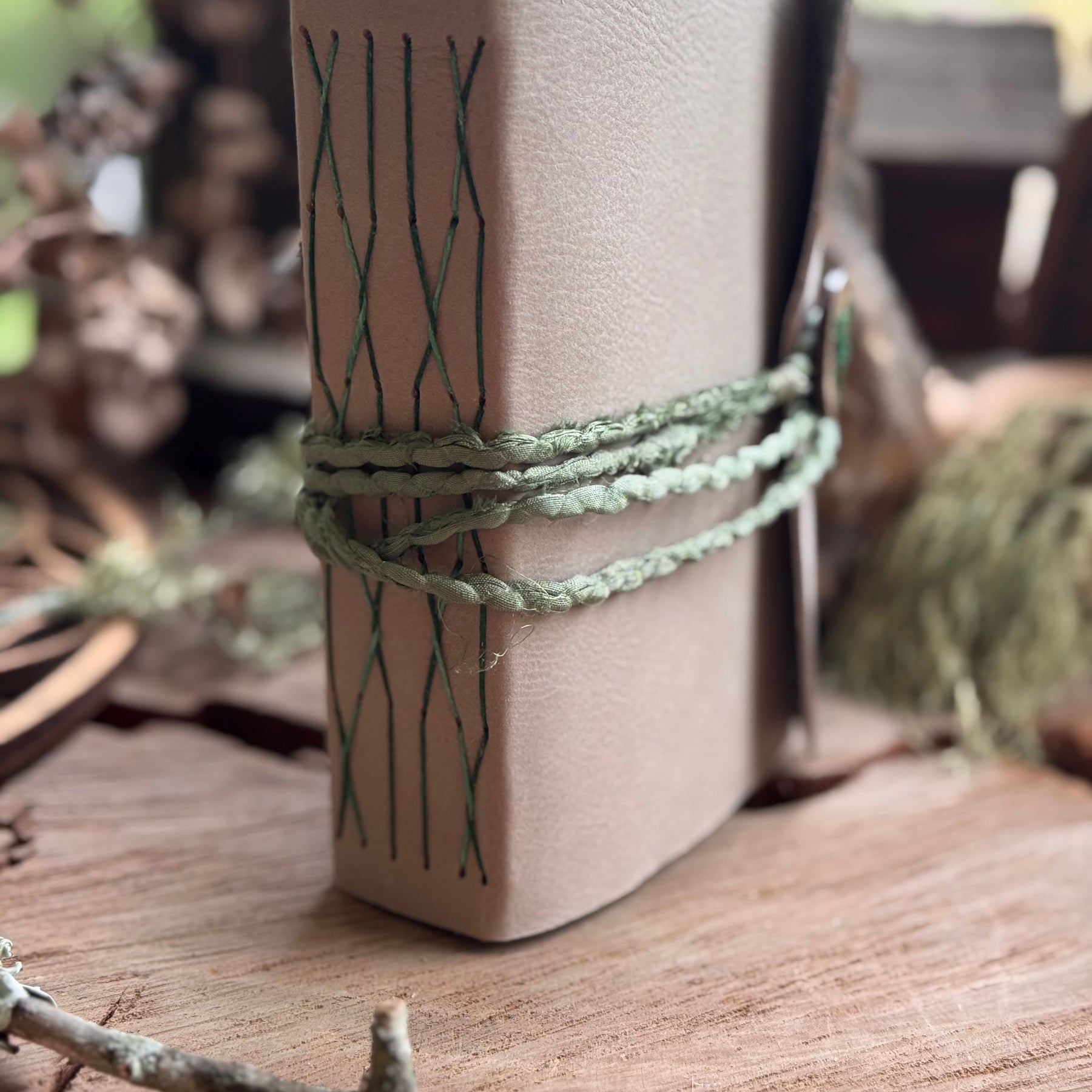 Warm Grey Leather French Twist Signature Journal