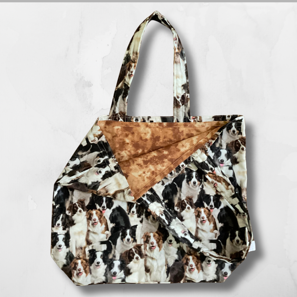 Grocery Tote ... Border Collie ... Lined with storage pouch