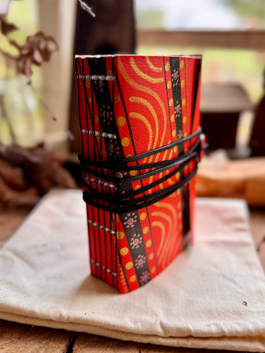 Red/Black Handpainted Leather A6 Journal