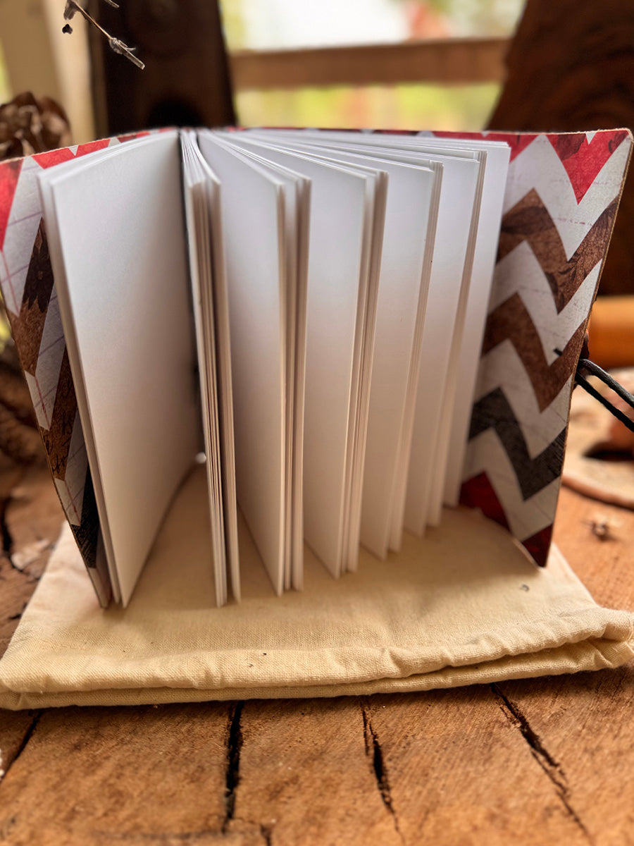 Red/Black Handpainted Leather A6 Journal