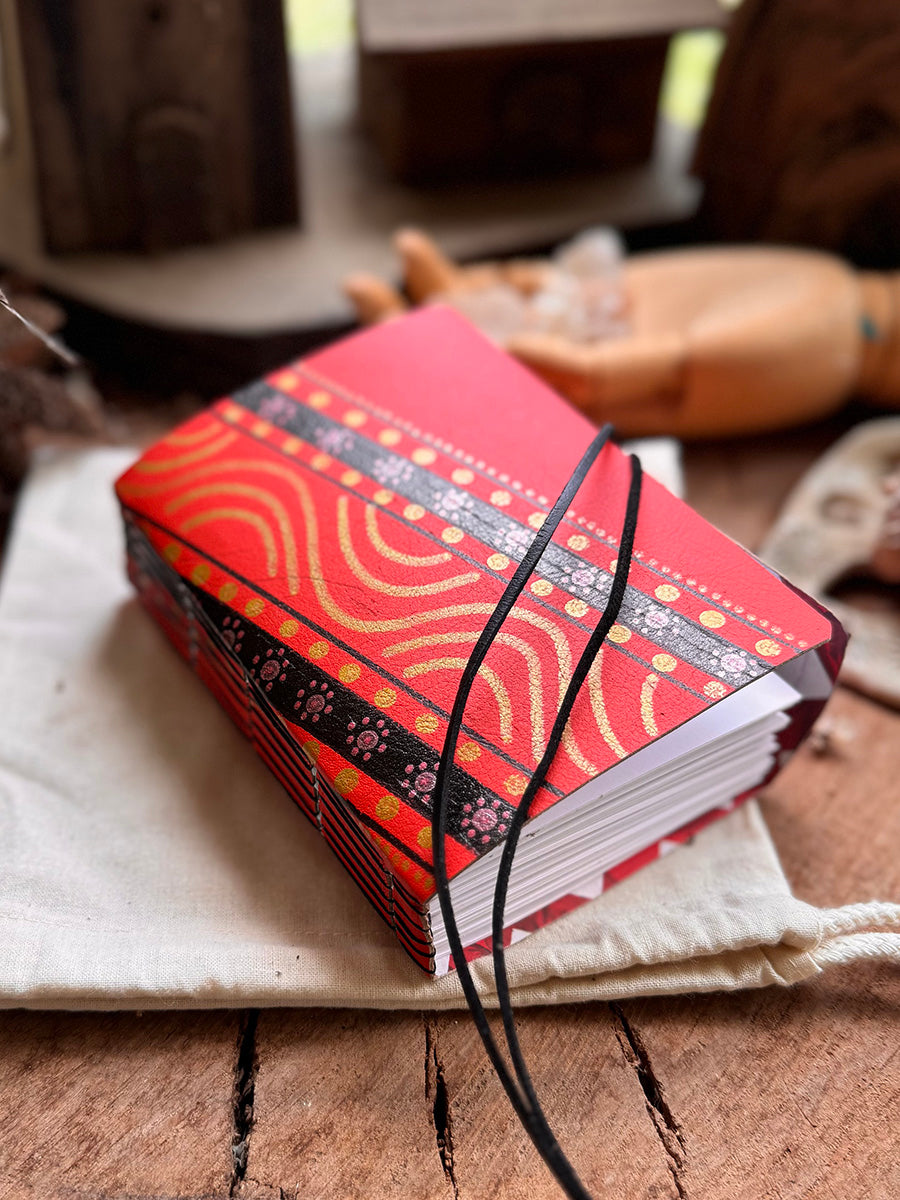 Red/Black Handpainted Leather A6 Journal