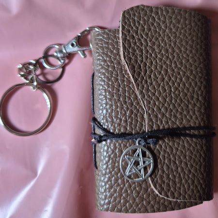 Handmade Leather Keyring Notebook with Charm