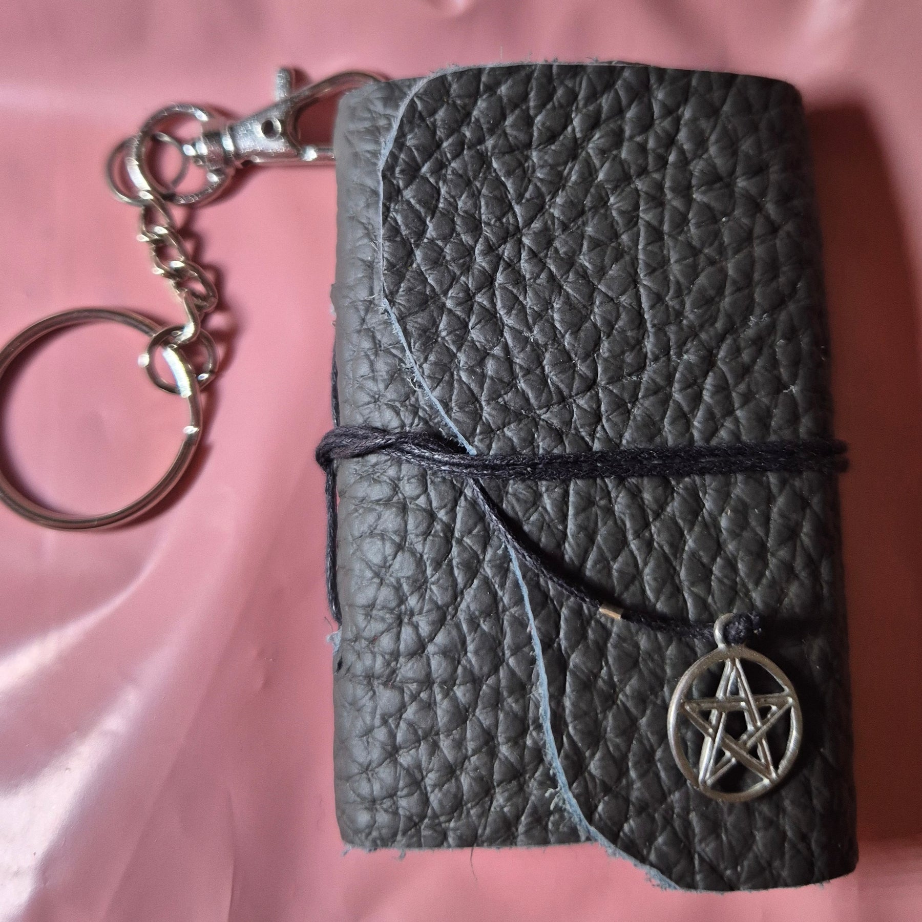 Handmade Leather Keyring Notebook with Charm