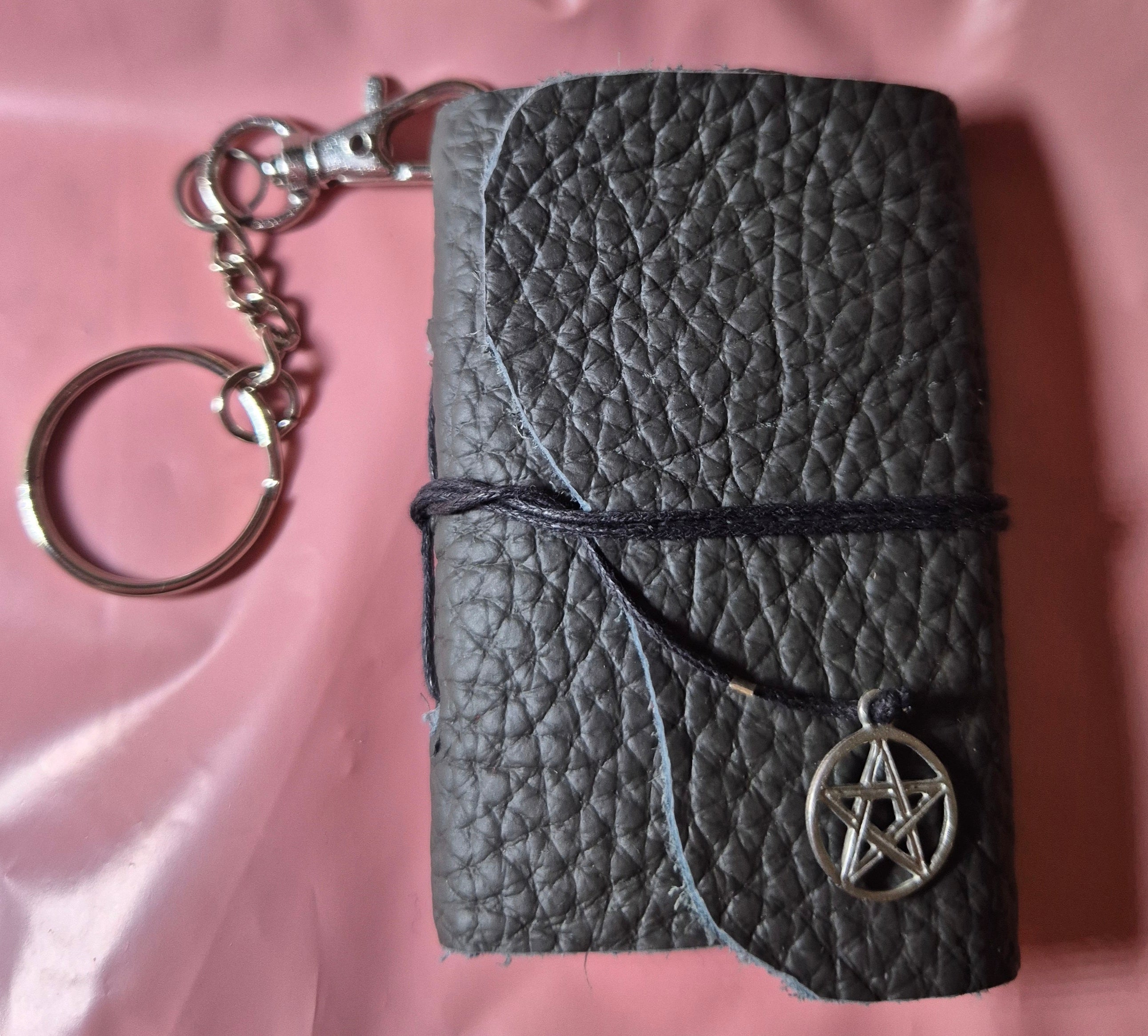 Handmade Leather Keyring Notebook with Charm