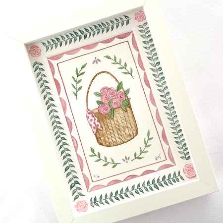 Summer Joys Original Watercolour Painting - Picnic Basket