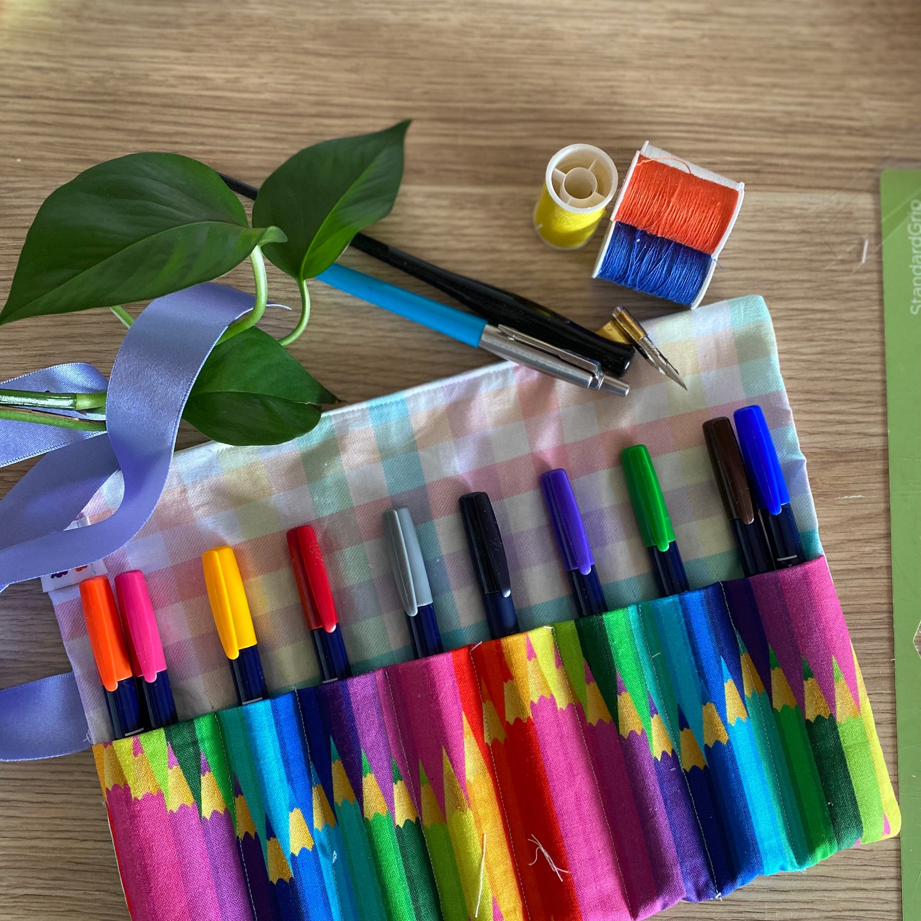 Rainbow Pencil Roll | Colourful Pencil Holder | Artist Organiser | Gift for Artists