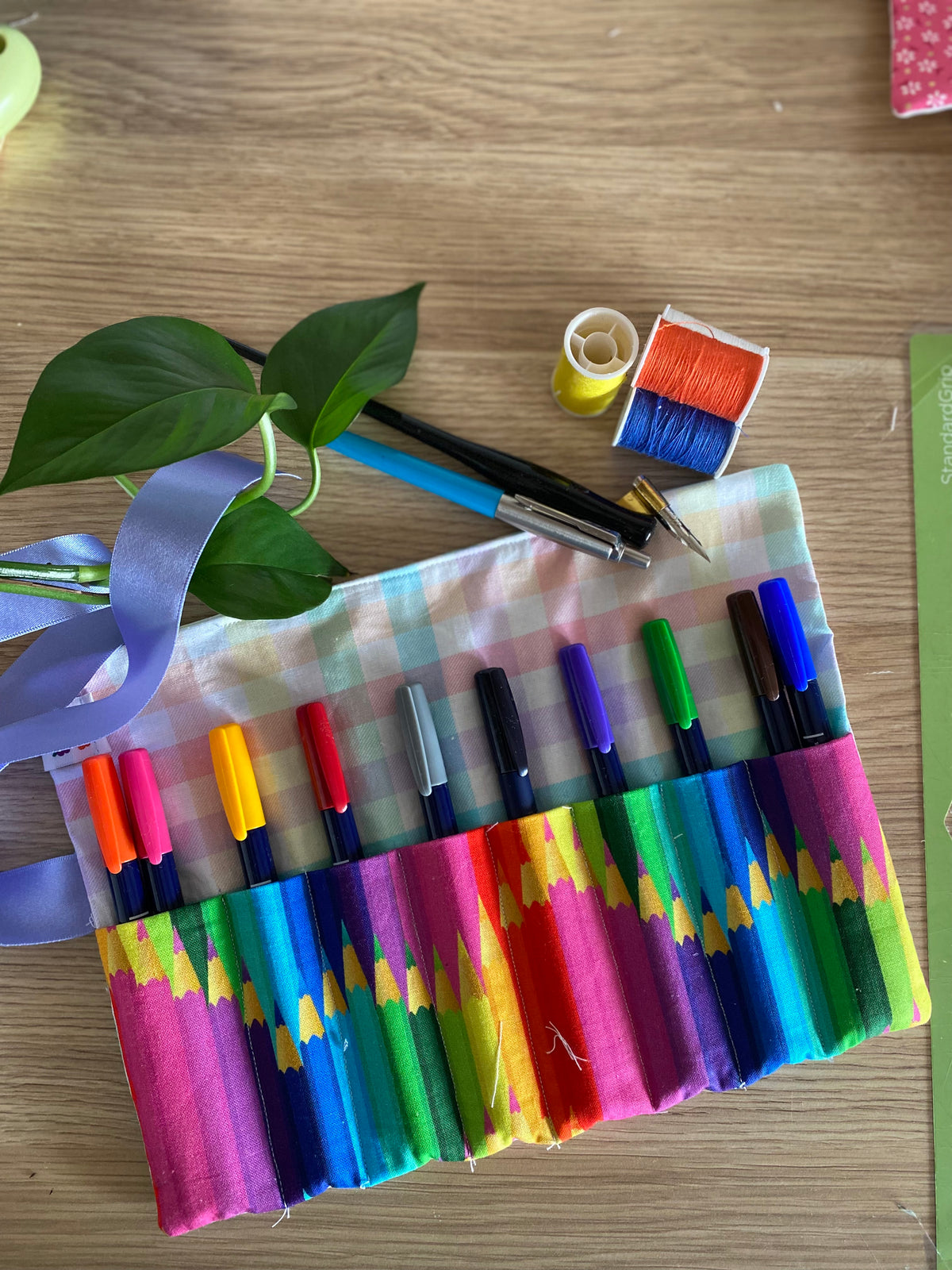 Rainbow Pencil Roll | Colourful Pencil Holder | Artist Organiser | Gift for Artists