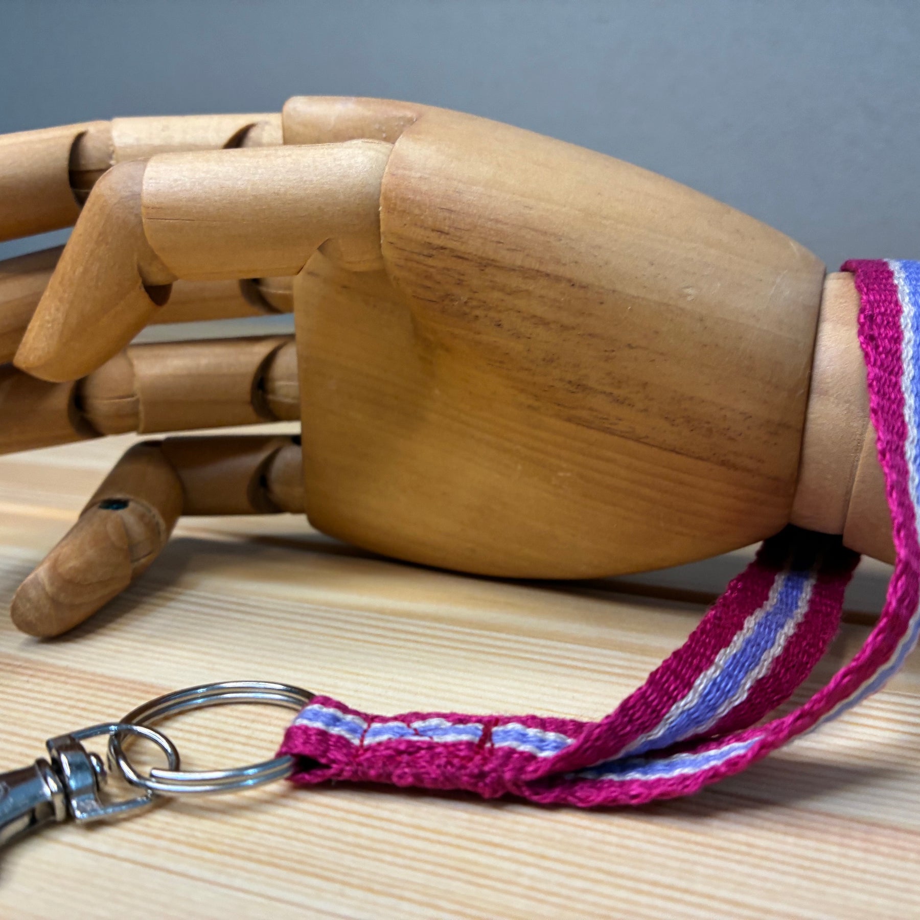 Looping Style - Raspberry Handwoven Wristlet Key Fob