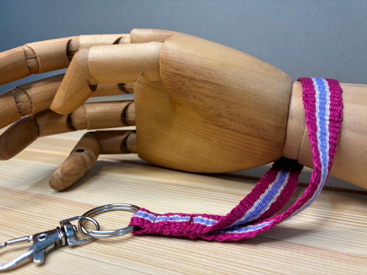 Looping Style - Raspberry Handwoven Wristlet Key Fob