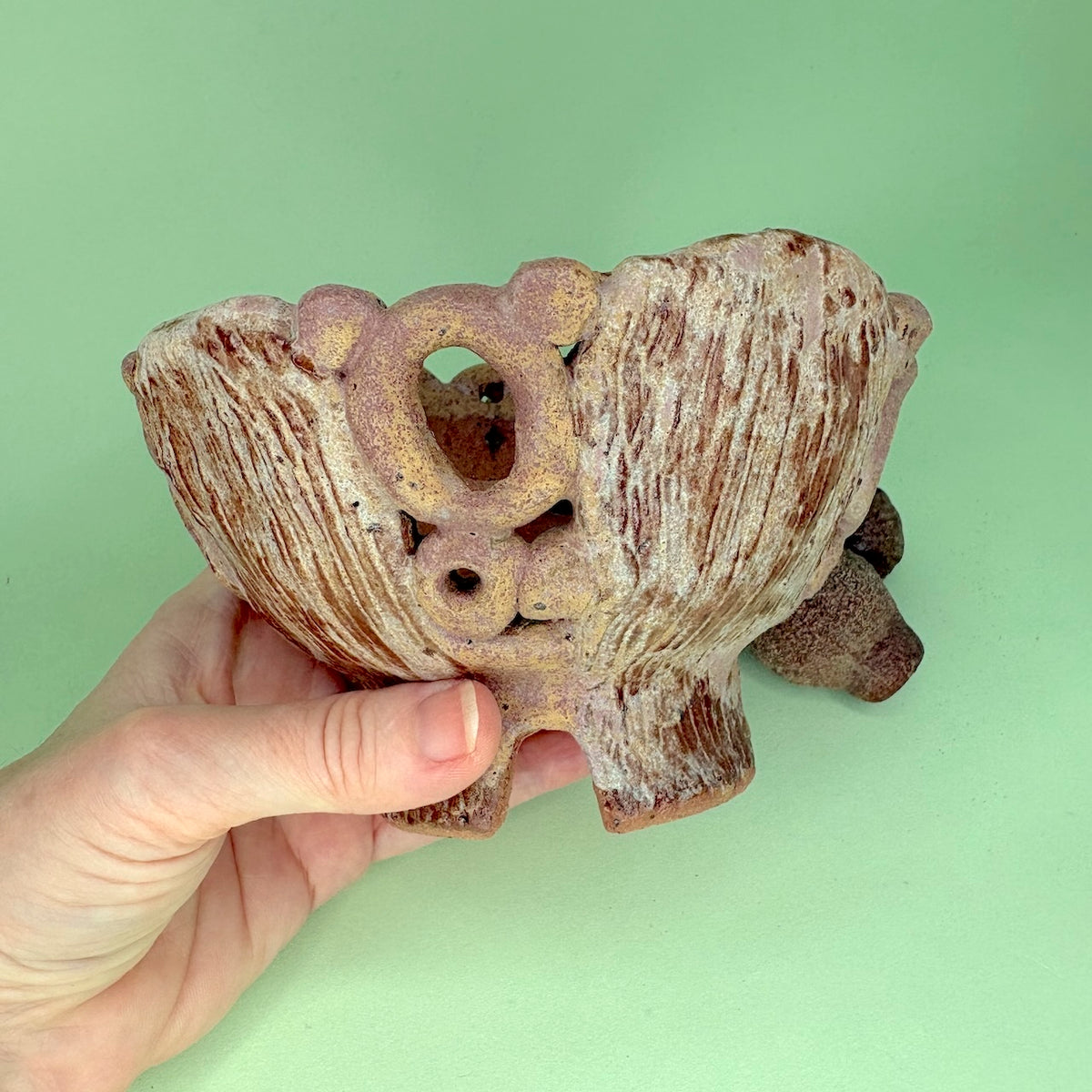Ceramic orchid pot – bark and circle design