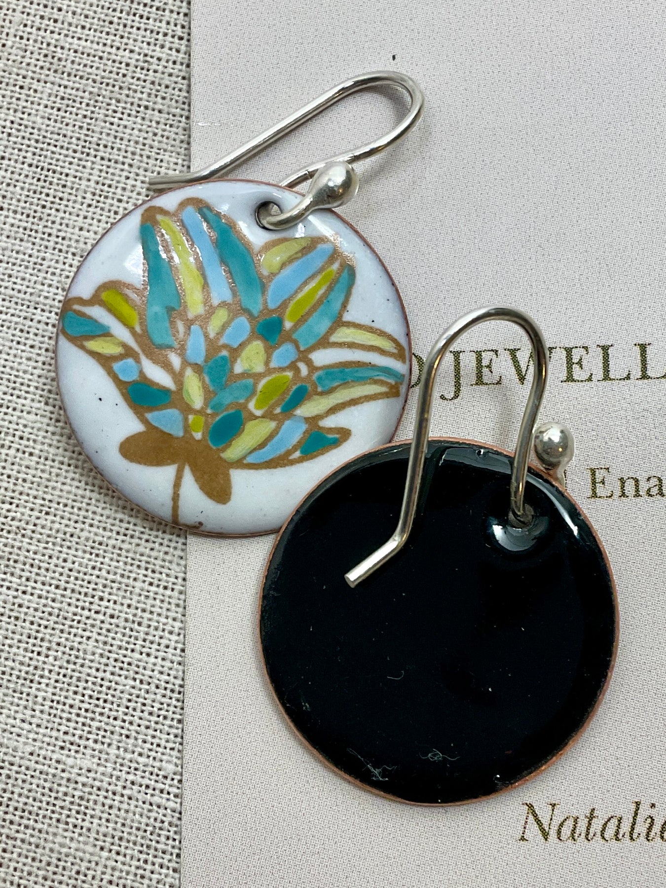 Flowers. Hand painted enamel earrings. 2 designs