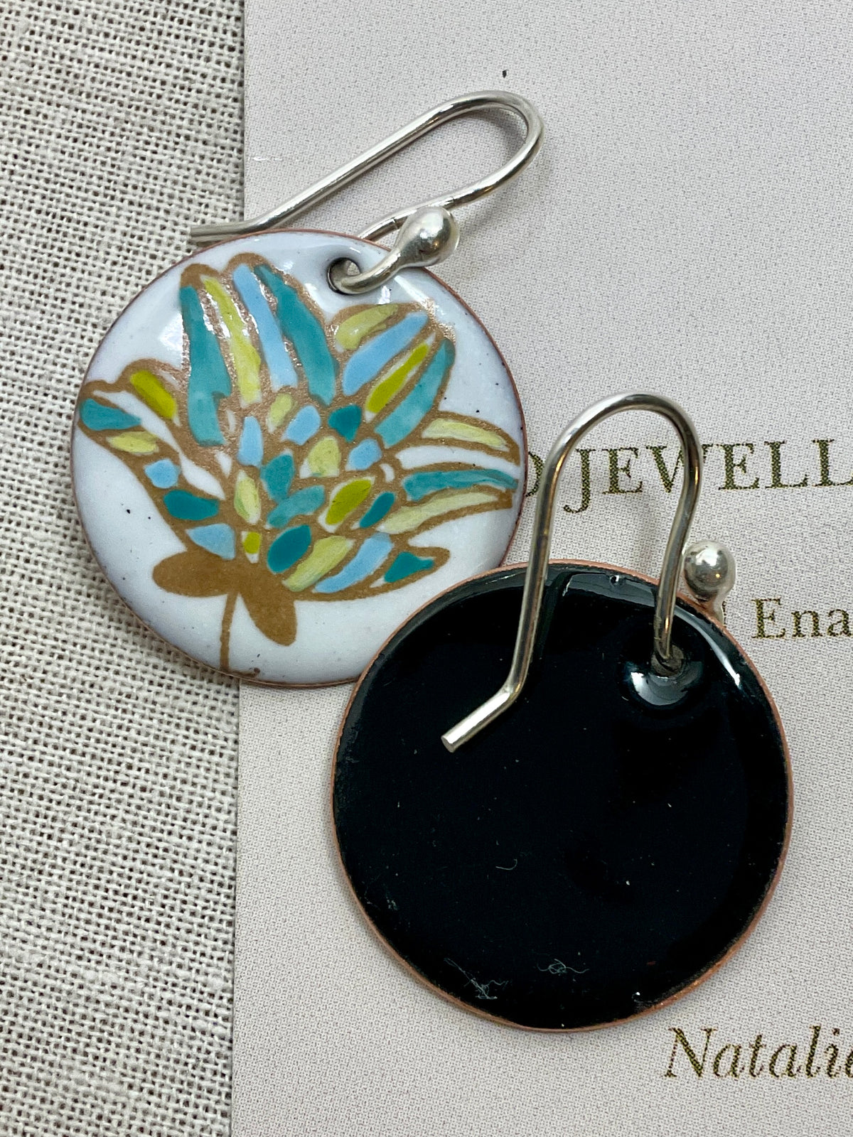 Flowers. Hand painted enamel earrings. 2 designs