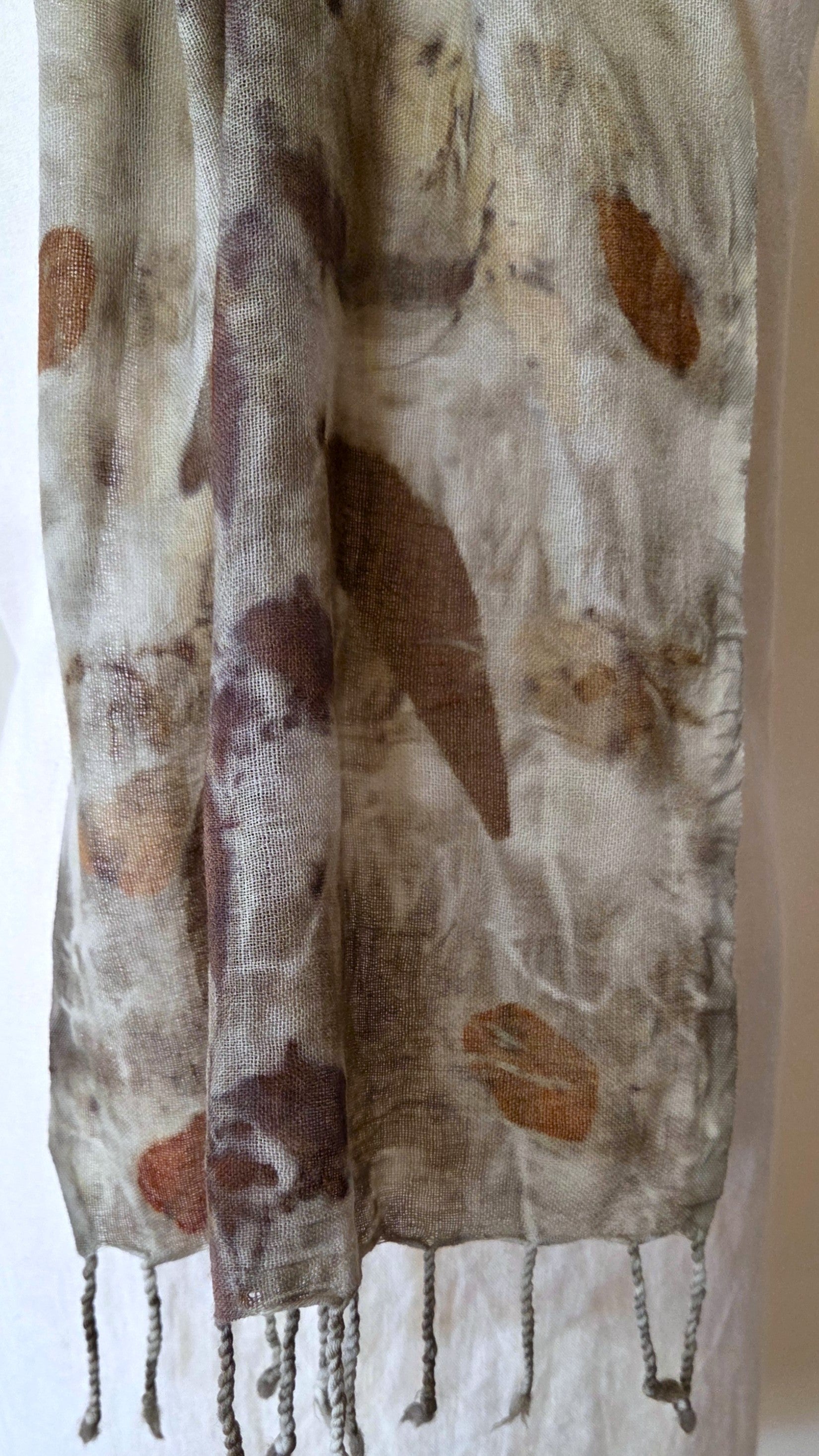 The Marlee - Pure Fine Handloomed Wool Ecoprint Scarf/Wrap